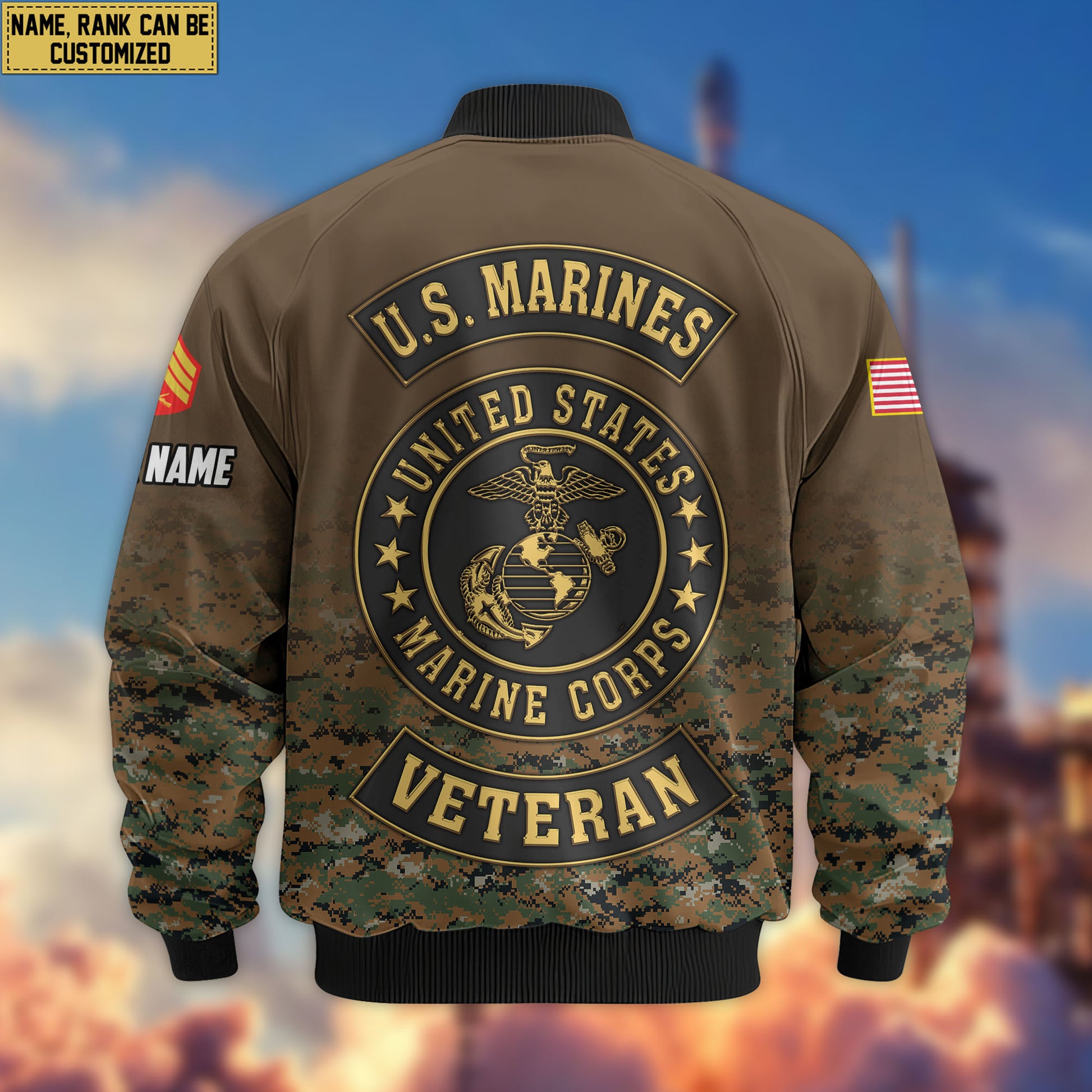 Premium Custom USMC Veteran Bomber Jacket VPVC805703, Gifts For US Marine Veteran, Gifts On Father's Day, Veterans Day.