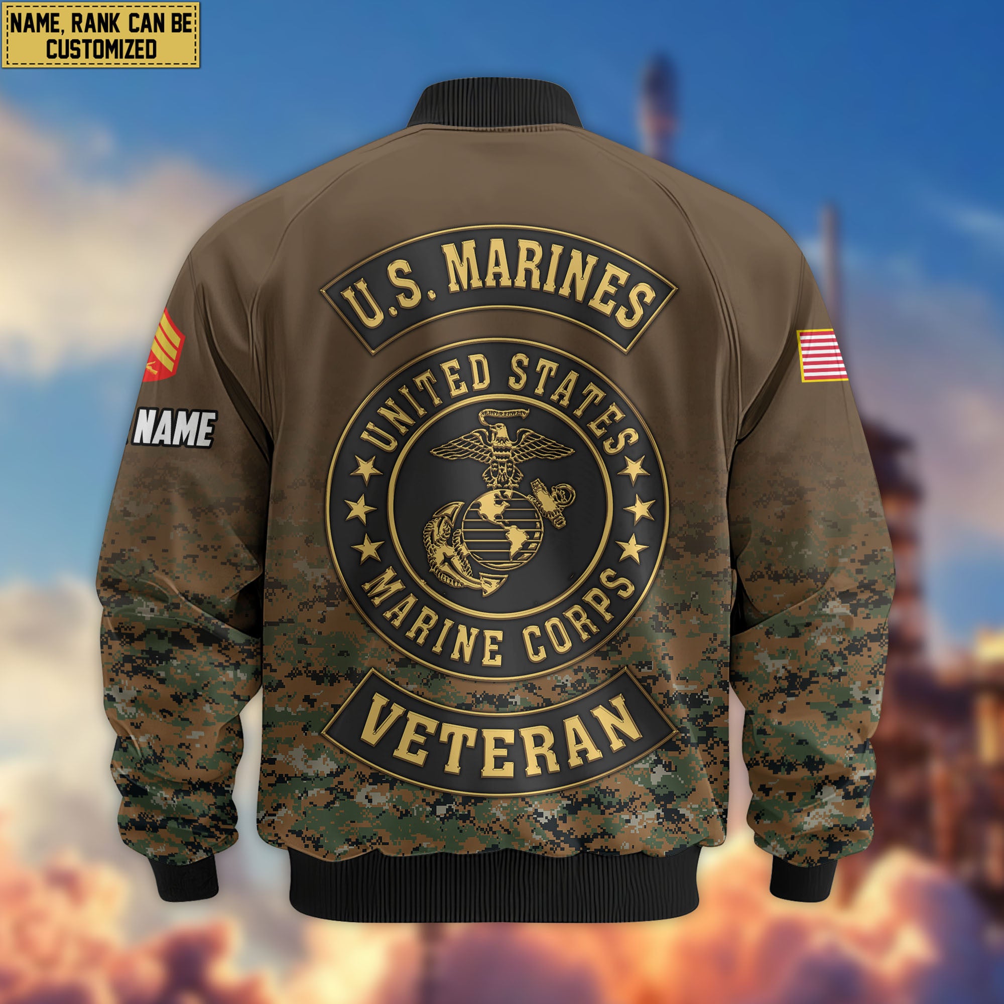 Premium Custom USMC Veteran Bomber Jacket VPVC805703, Gifts For US Marine Veteran, Gifts On Father's Day, Veterans Day.