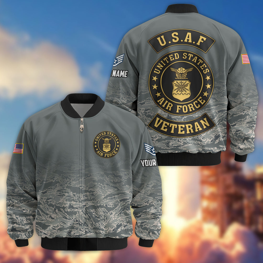 Premium Custom USAF Veteran Bomber Jacket VPVC805704, Gifts For US Air Force Veteran, Gifts On Father's Day, Veterans Day.
