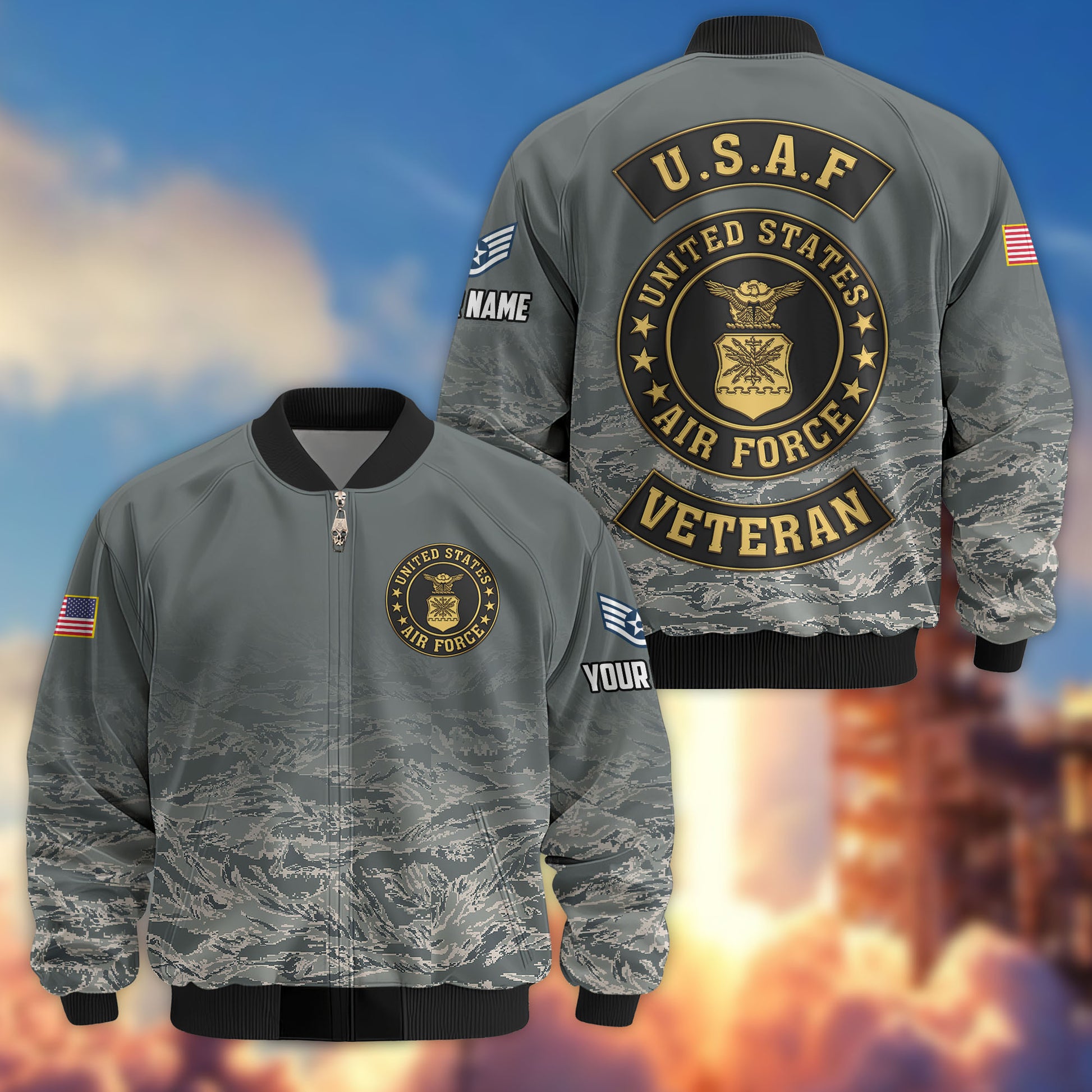 Premium Custom USAF Veteran Bomber Jacket VPVC805704, Gifts For US Air Force Veteran, Gifts On Father's Day, Veterans Day.