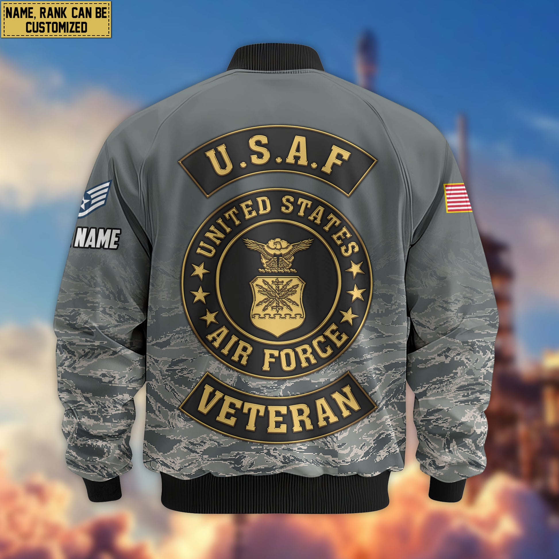 Premium Custom USAF Veteran Bomber Jacket VPVC805704, Gifts For US Air Force Veteran, Gifts On Father's Day, Veterans Day.