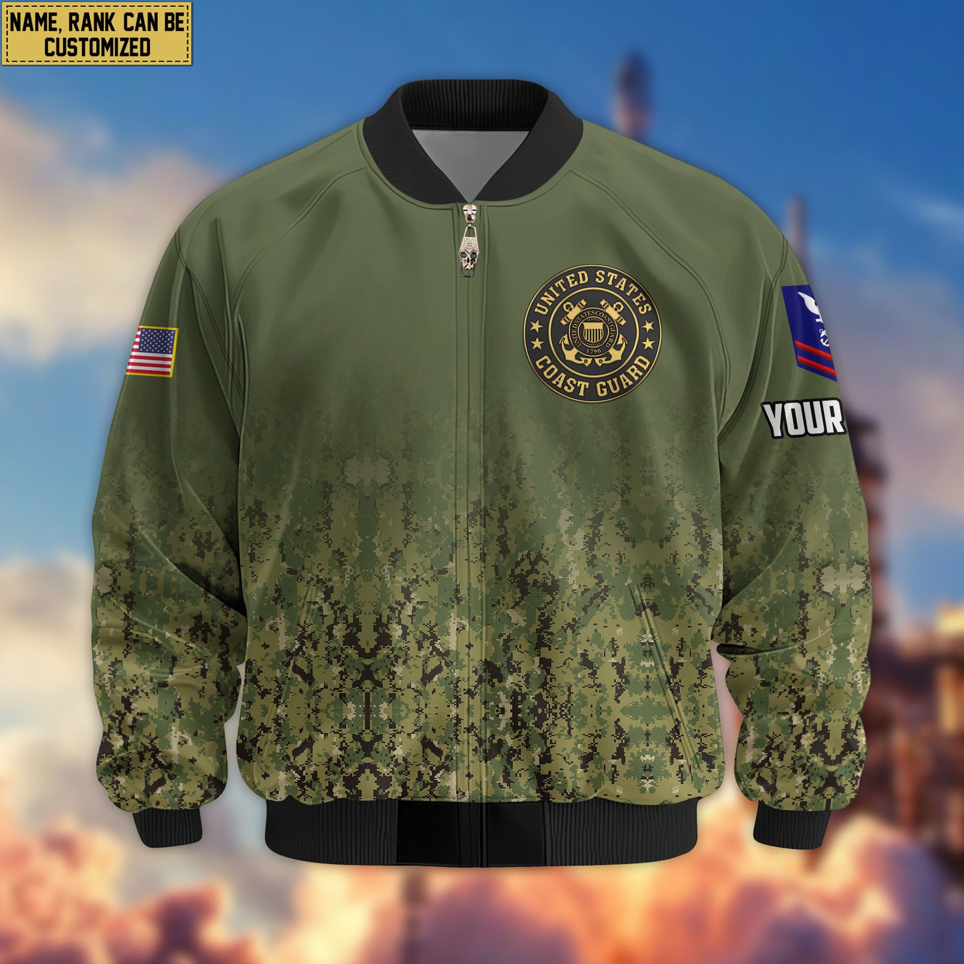 Premium Custom USCG Veteran Bomber Jacket VPVC805705, Gifts For Coast Guard Veteran, Gifts On Father's Day, Veterans Day.