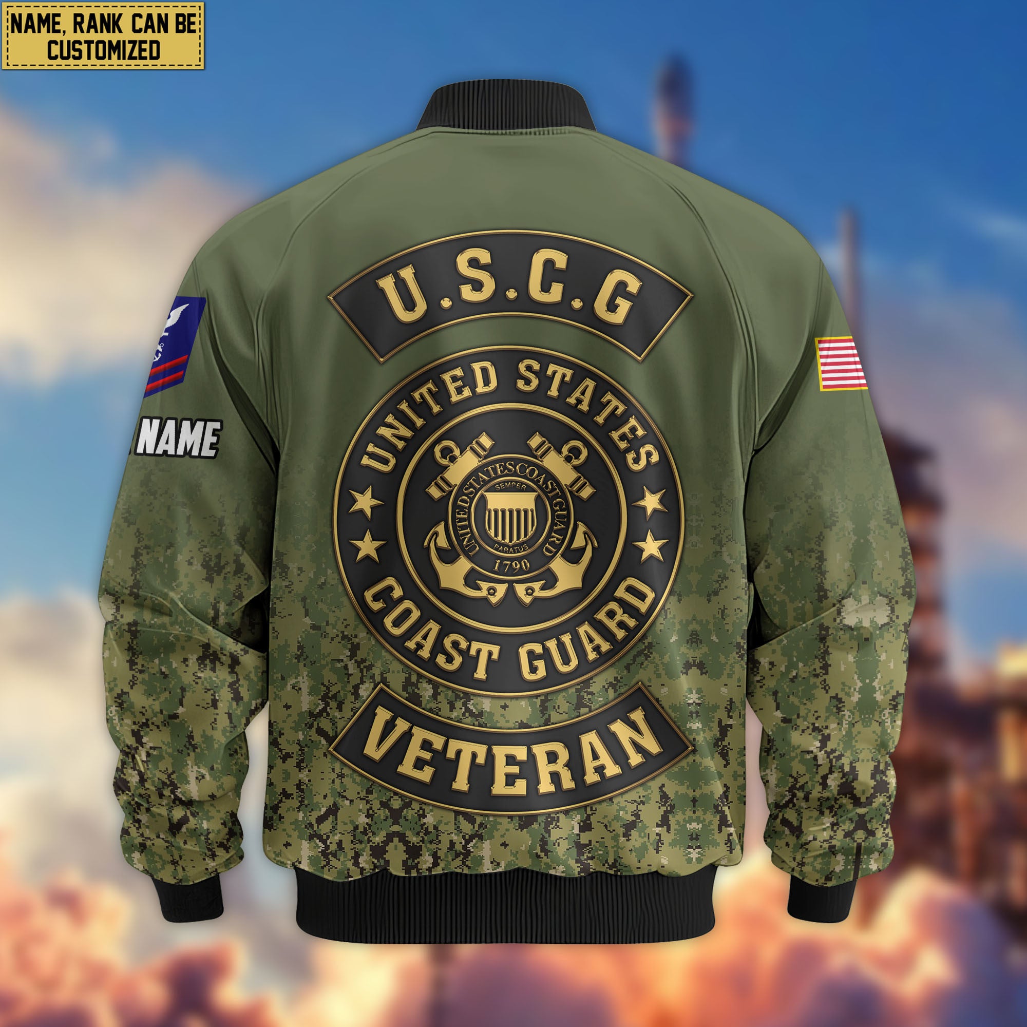 Premium Custom USCG Veteran Bomber Jacket VPVC805705, Gifts For Coast Guard Veteran, Gifts On Father's Day, Veterans Day.