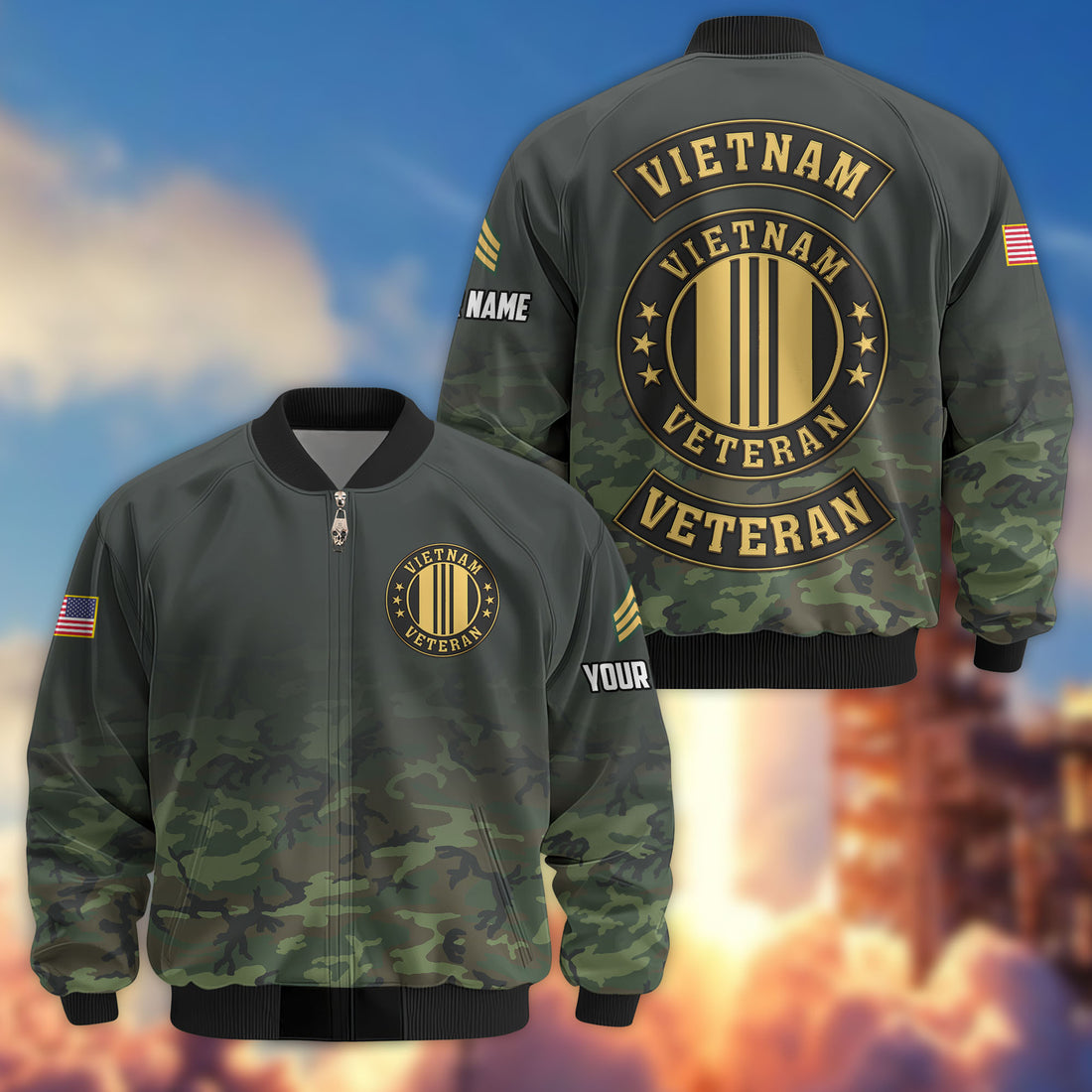 Premium Custom Vietnam Veteran Bomber Jacket VPVC805706, Gifts For Vietnam Veteran, Gifts On Father's Day, Veterans Day.