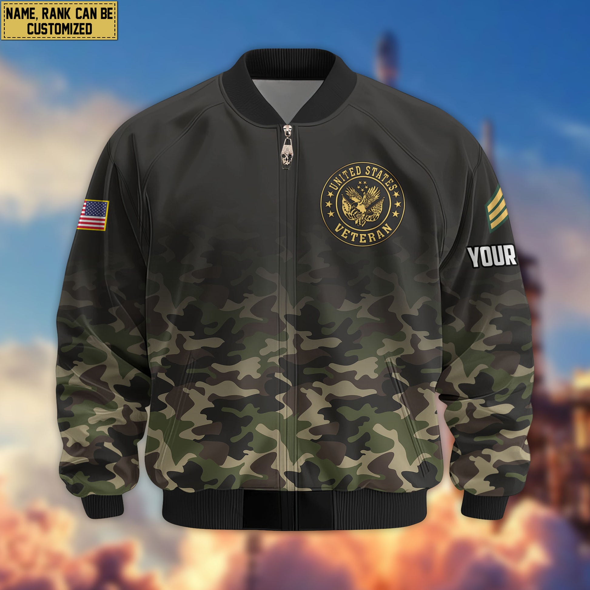Premium Custom US Veteran Bomber Jacket VPVC805707, Gifts For US Veteran, Gifts On Father's Day, Veterans Day.
