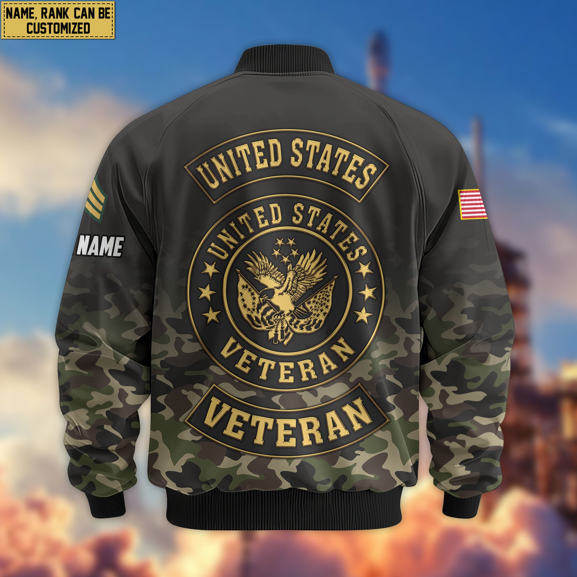 Premium Custom US Veteran Bomber Jacket VPVC805707, Gifts For US Veteran, Gifts On Father's Day, Veterans Day.