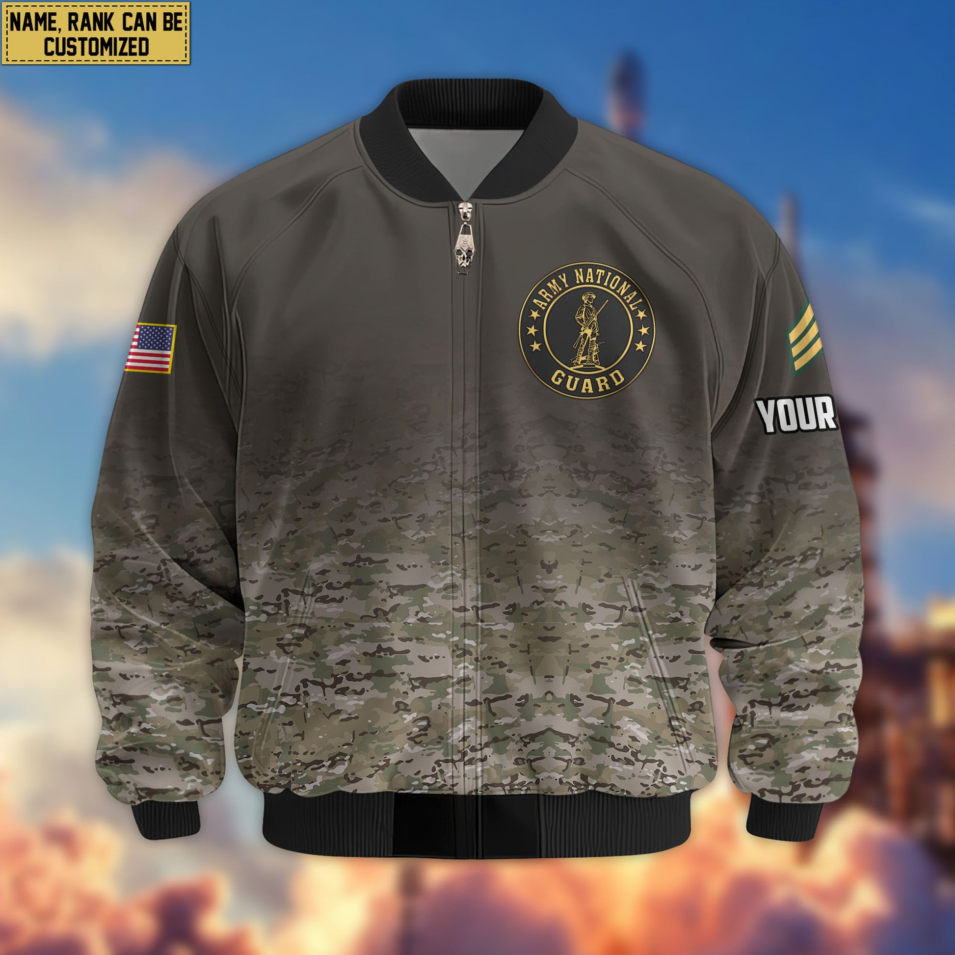 Premium Custom US Army National Guard Veteran Bomber Jacket VPVC805708, Gifts For Army National Guard Veteran, Gifts On Father's Day, Veterans Day.
