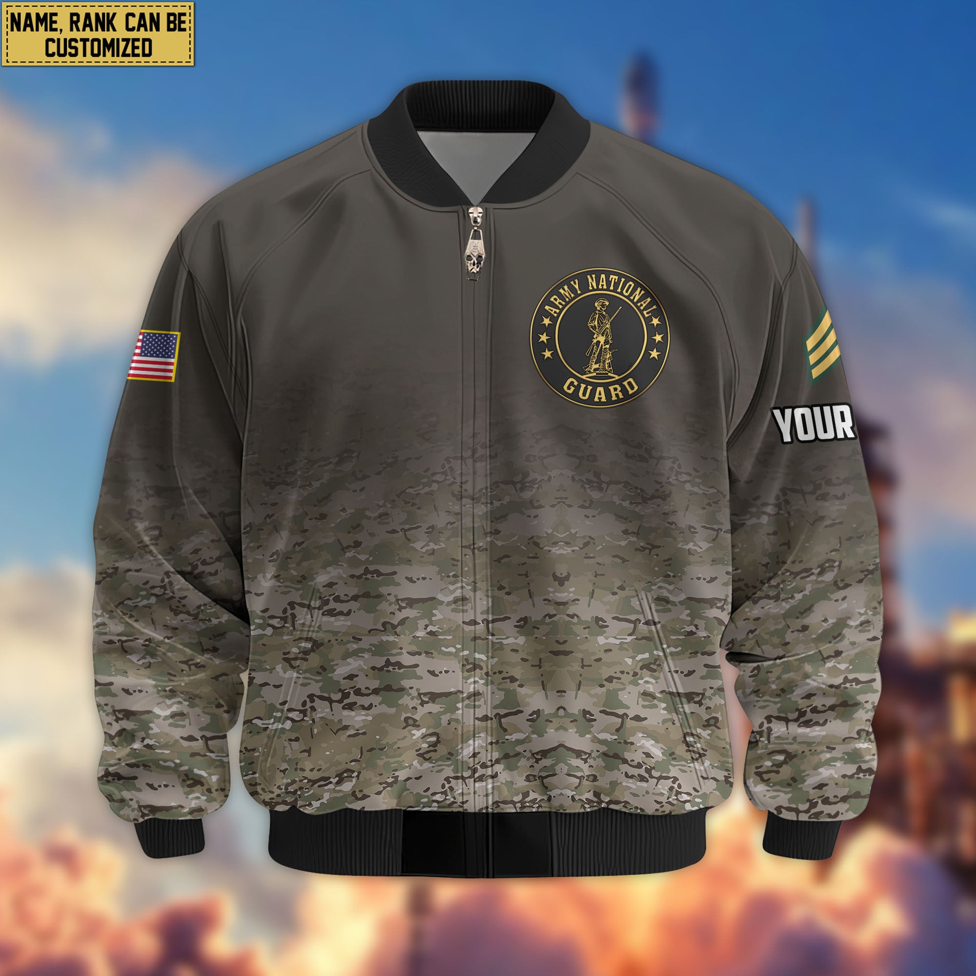 Premium Custom US Army National Guard Veteran Bomber Jacket VPVC805708, Gifts For Army National Guard Veteran, Gifts On Father's Day, Veterans Day.