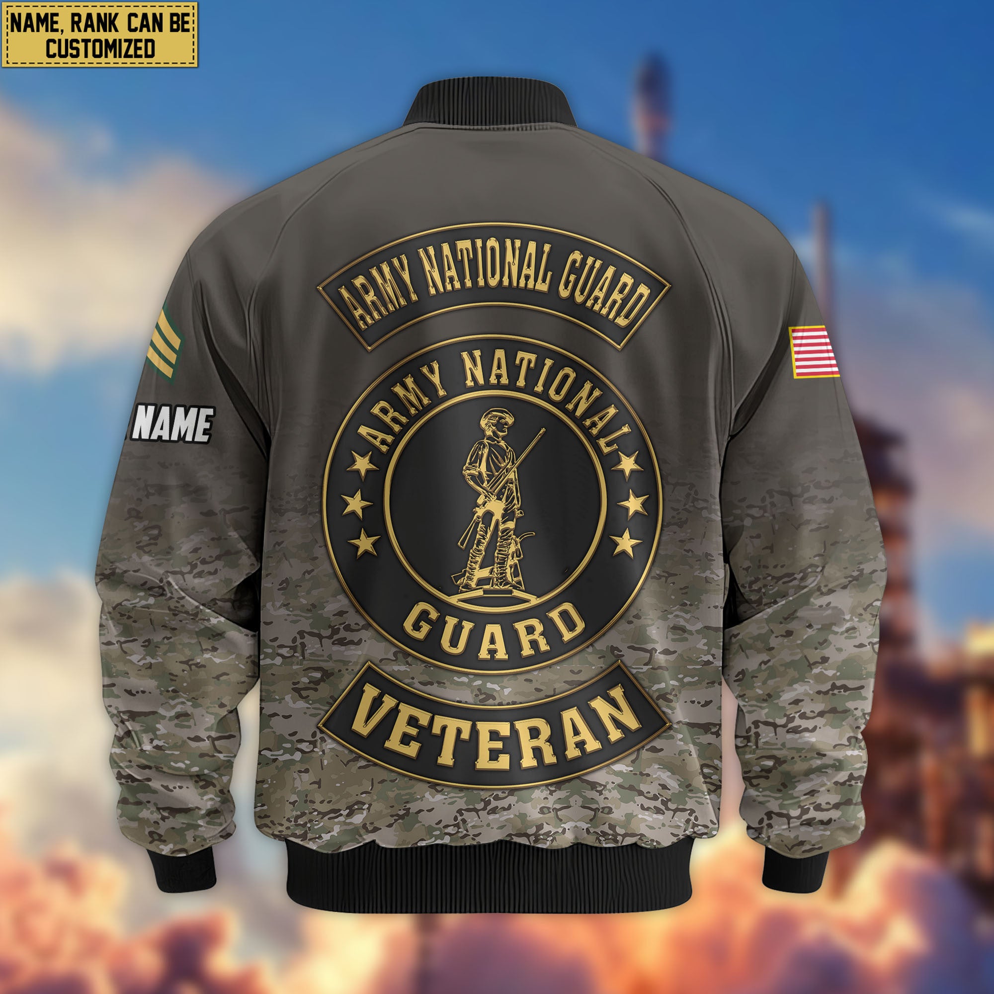 Premium Custom US Army National Guard Veteran Bomber Jacket VPVC805708, Gifts For Army National Guard Veteran, Gifts On Father's Day, Veterans Day.