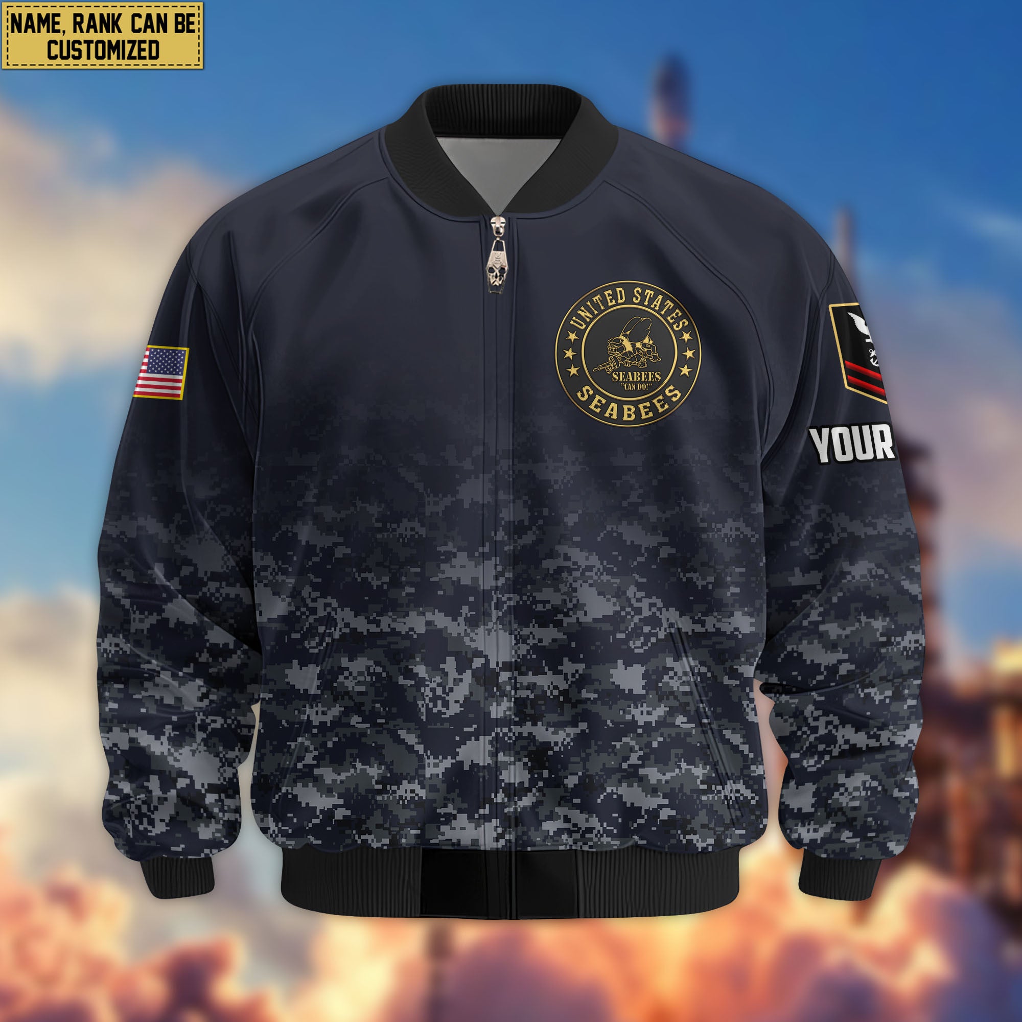 Premium Custom US Seabees Bomber Jacket VPVC805709, Gifts For Seabees Veteran, Gifts On Father's Day, Veterans Day.