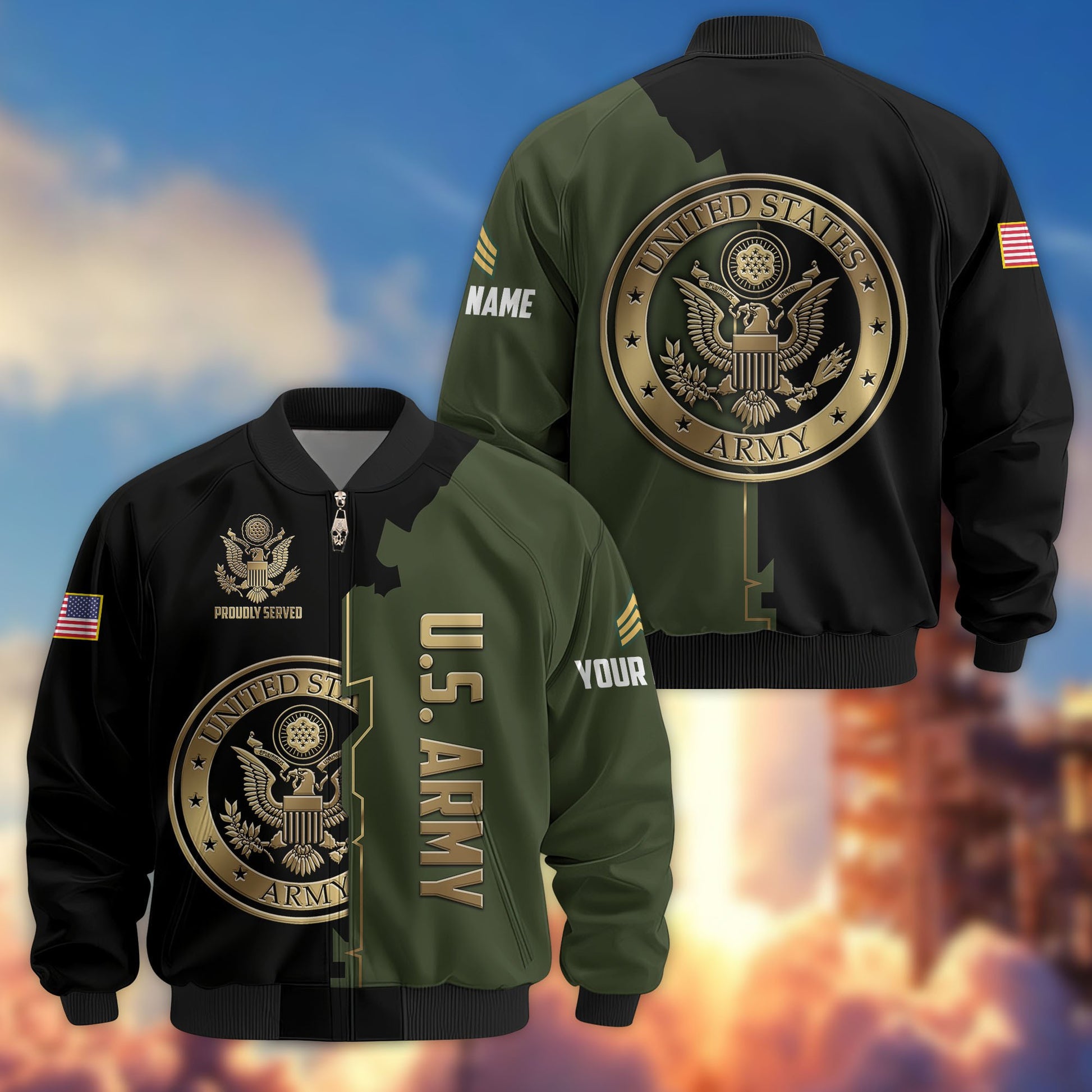 Premium Custom US Army Veteran Bomber Jacket VPVC805801, Gifts For US Army Veteran, Gifts On Father's Day, Veterans Day.