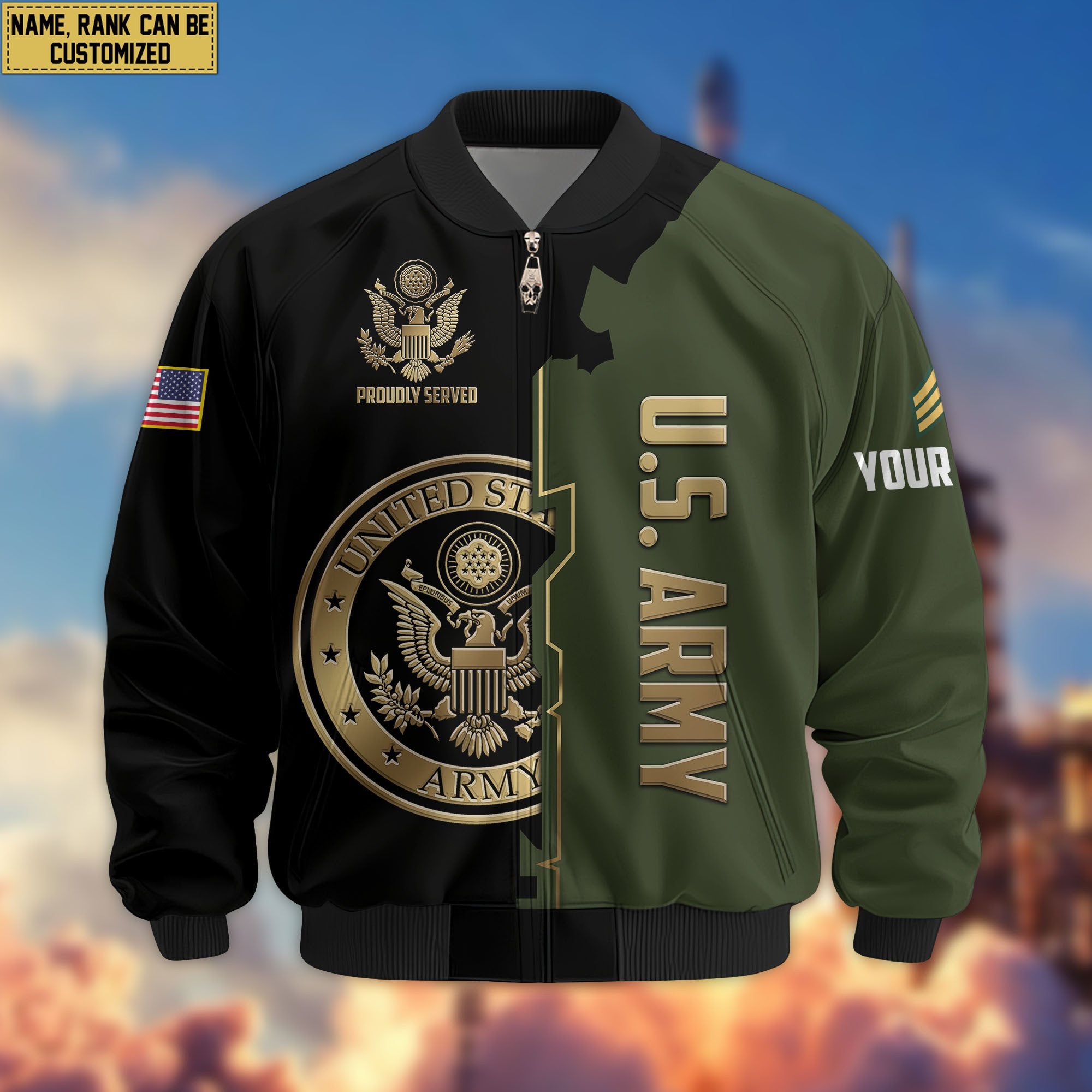 Premium Custom US Army Veteran Bomber Jacket VPVC805801, Gifts For US Army Veteran, Gifts On Father's Day, Veterans Day.