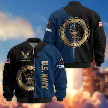 Premium Custom US Navy Veteran Bomber Jacket VPVC805802, Gifts For US Navy Veteran, Gifts On Father's Day, Veterans Day.