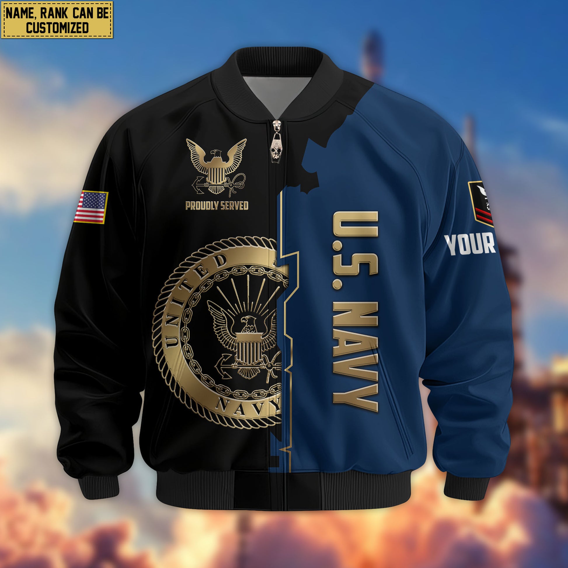 Premium Custom US Navy Veteran Bomber Jacket VPVC805802, Gifts For US Navy Veteran, Gifts On Father's Day, Veterans Day.