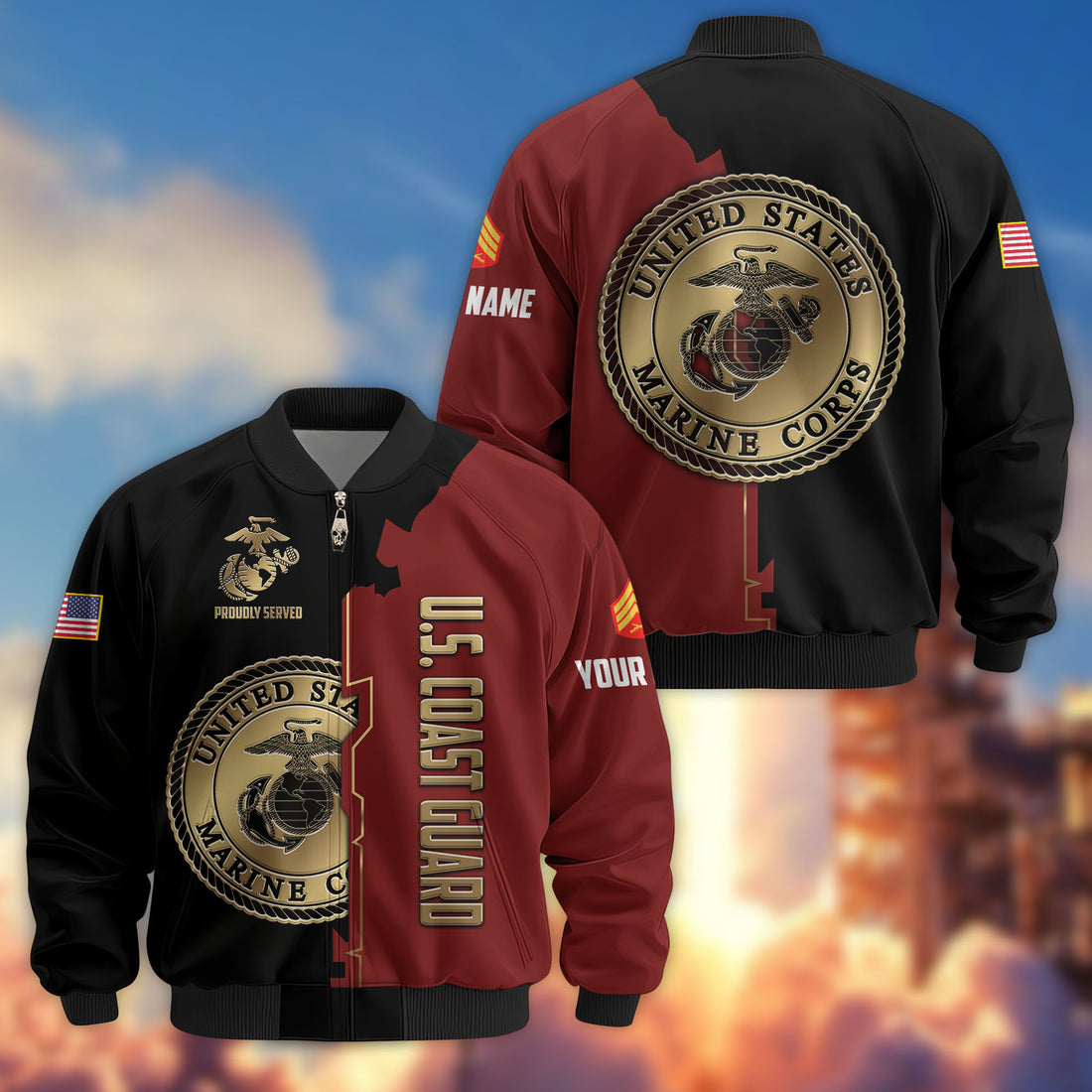 Premium Custom USMC Veteran Bomber Jacket VPVC805803, Gifts For US Marine Veteran, Gifts On Father's Day, Veterans Day.