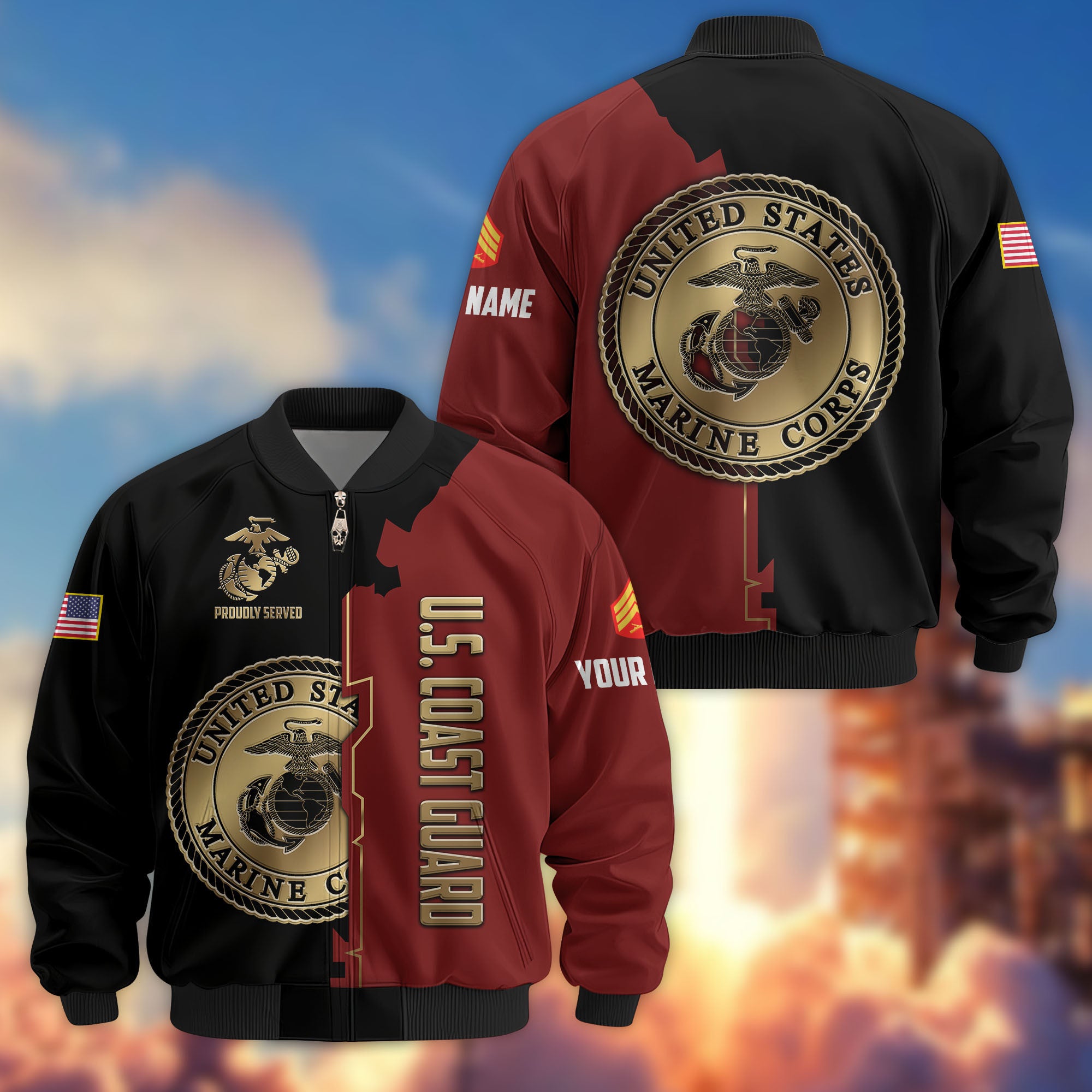 Premium Custom USMC Veteran Bomber Jacket VPVC805803, Gifts For US Marine Veteran, Gifts On Father's Day, Veterans Day.