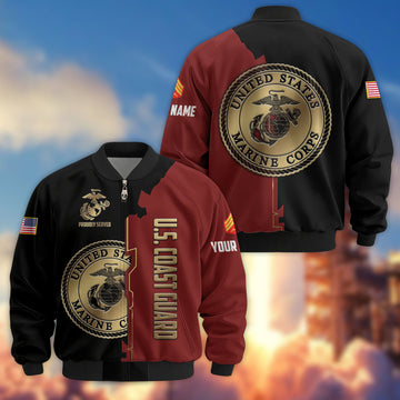 Premium Custom USMC Veteran Bomber Jacket VPVC805803, Gifts For US Marine Veteran, Gifts On Father's Day, Veterans Day.