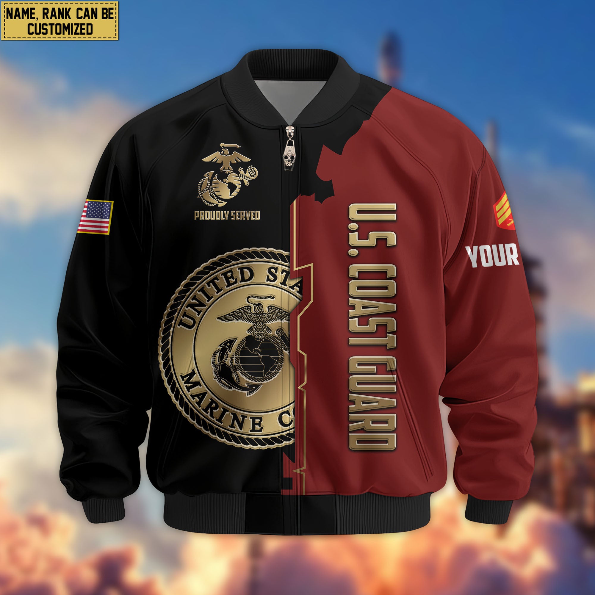 Premium Custom USMC Veteran Bomber Jacket VPVC805803, Gifts For US Marine Veteran, Gifts On Father's Day, Veterans Day.