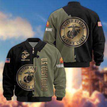 Premium Custom USMC Veteran Bomber Jacket VPVC805811, Gifts For US Marine Veteran, Gifts On Father's Day, Veterans Day.