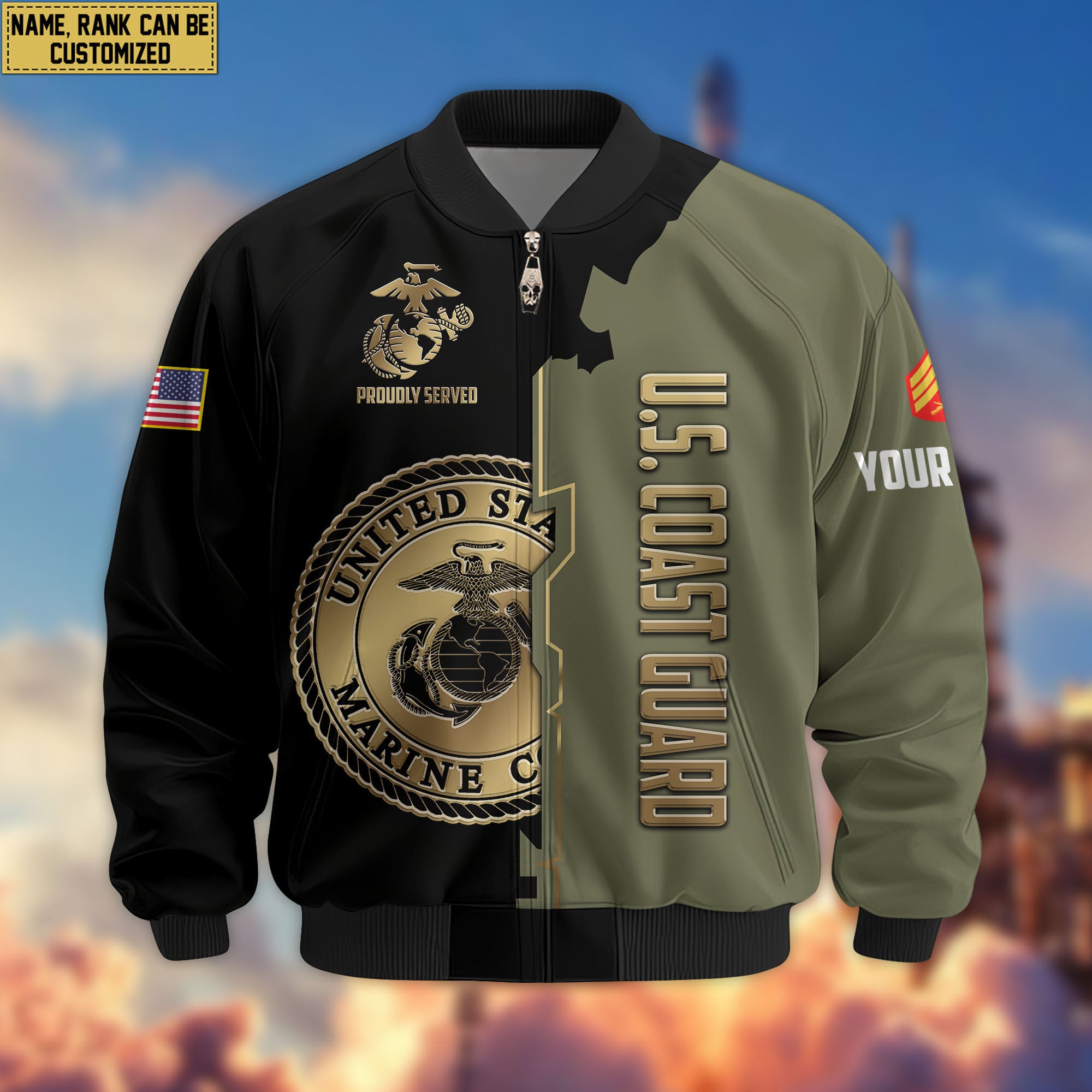 Premium Custom USMC Veteran Bomber Jacket VPVC805811, Gifts For US Marine Veteran, Gifts On Father's Day, Veterans Day.