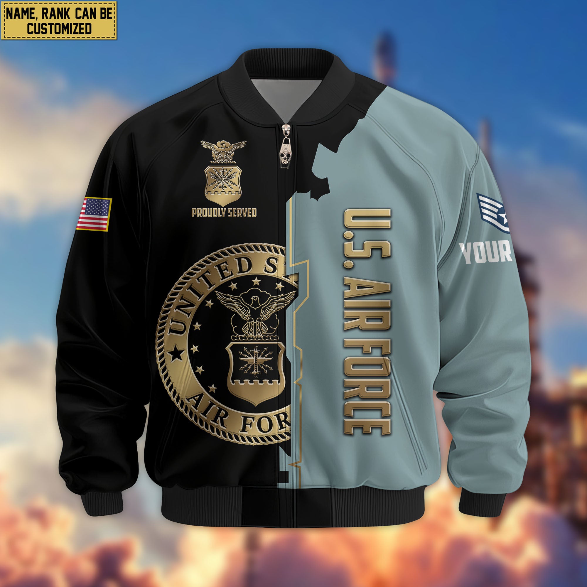 Premium Custom USAF Veteran Bomber Jacket VPVC805804, Gifts For US Air Force Veteran, Gifts On Father's Day, Veterans Day.