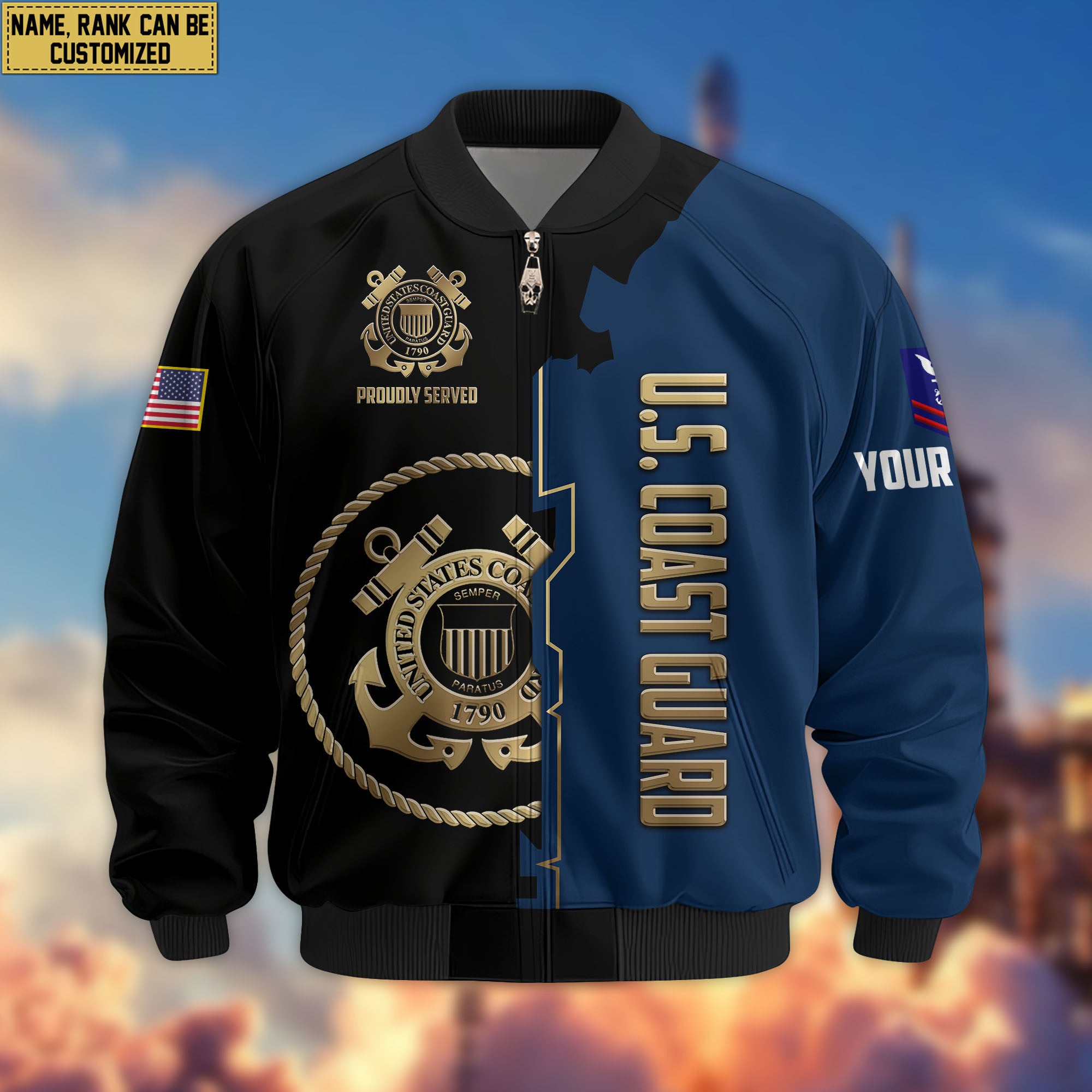Premium Custom USCG Veteran Bomber Jacket VPVC805805, Gifts For Coast Guard Veteran, Gifts On Father's Day, Veterans Day.