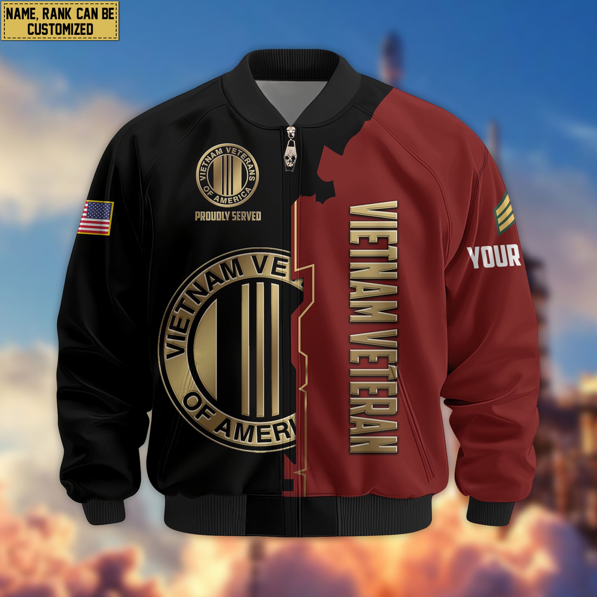 Premium Custom Vietnam Veteran Bomber Jacket VPVC805806, Gifts For Vietnam Veteran, Gifts On Father's Day, Veterans Day.