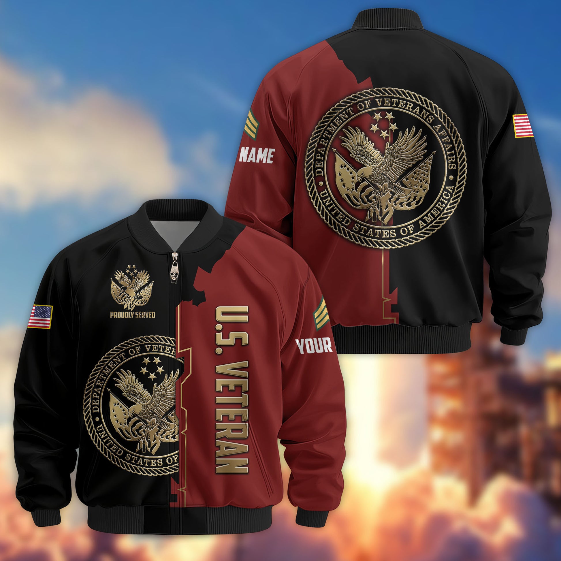 Premium Custom US Veteran Bomber Jacket VPVC805807, Gifts For US Veteran, Gifts On Father's Day, Veterans Day.