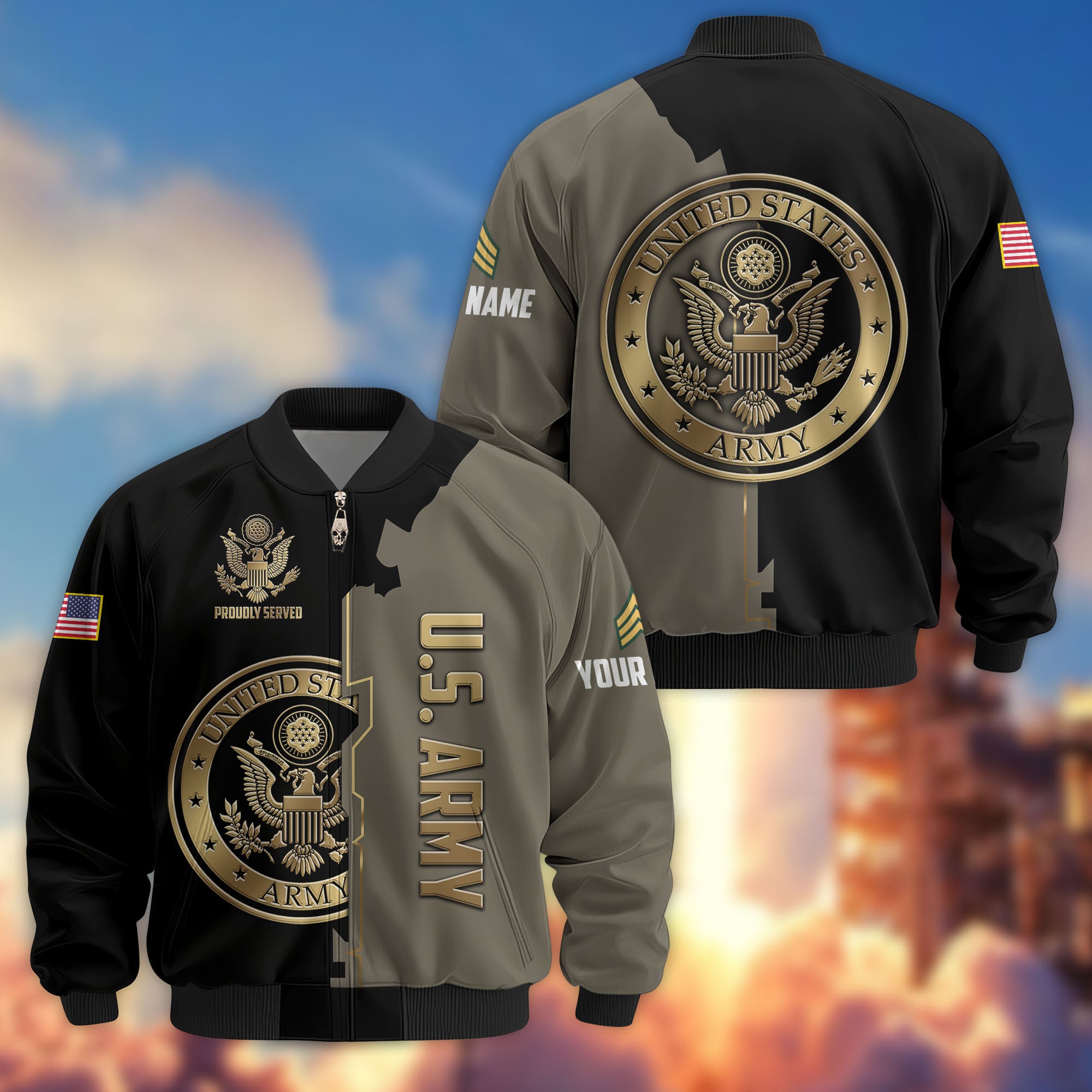 Premium Custom US Army National Guard Veteran Bomber Jacket VPVC805808, Gifts For Army National Guard Veteran, Gifts On Father's Day, Veterans Day.