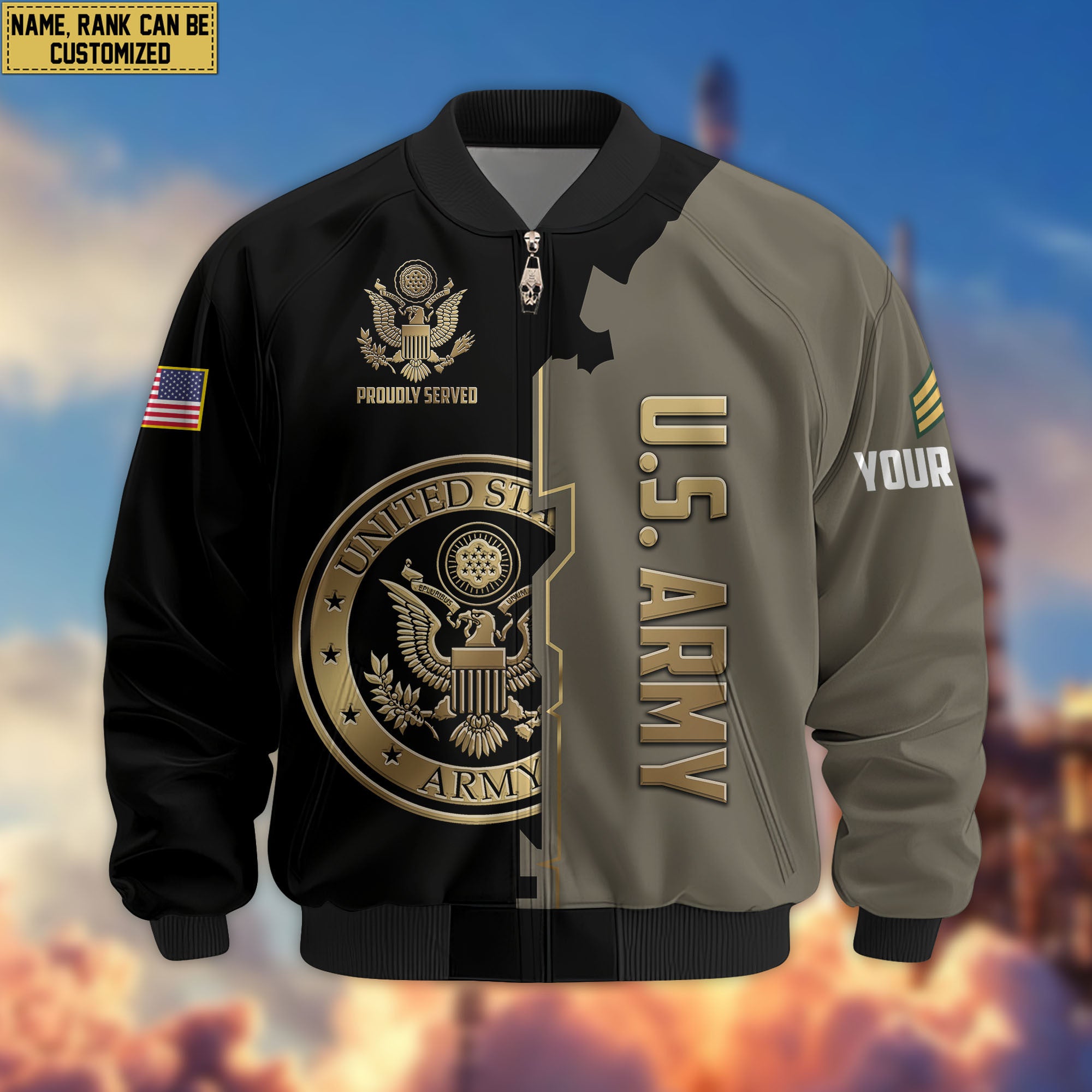 Premium Custom US Army National Guard Veteran Bomber Jacket VPVC805808, Gifts For Army National Guard Veteran, Gifts On Father's Day, Veterans Day.