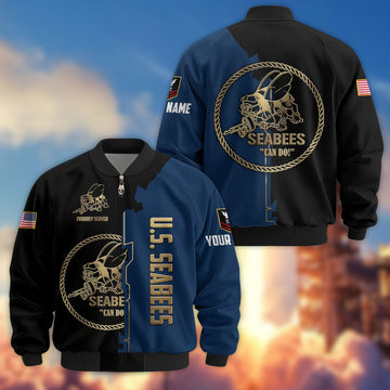 Premium Custom US Seabees Bomber Jacket VPVC805809, Gifts For Seabees Veteran, Gifts On Father's Day, Veterans Day.