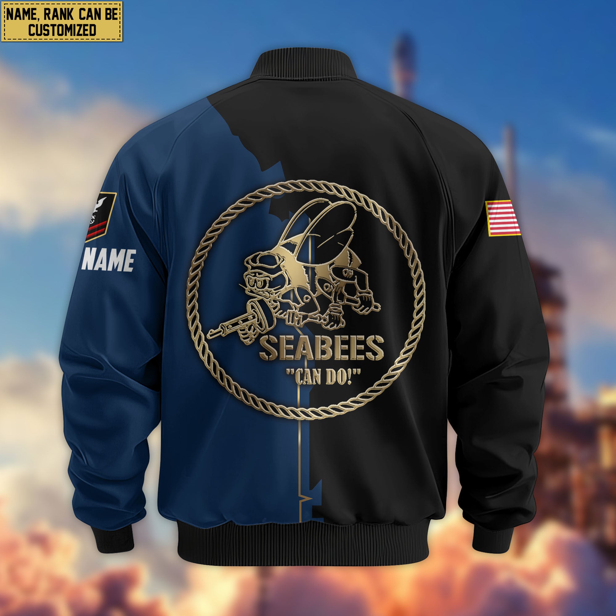 Premium Custom US Seabees Bomber Jacket VPVC805809, Gifts For Seabees Veteran, Gifts On Father's Day, Veterans Day.