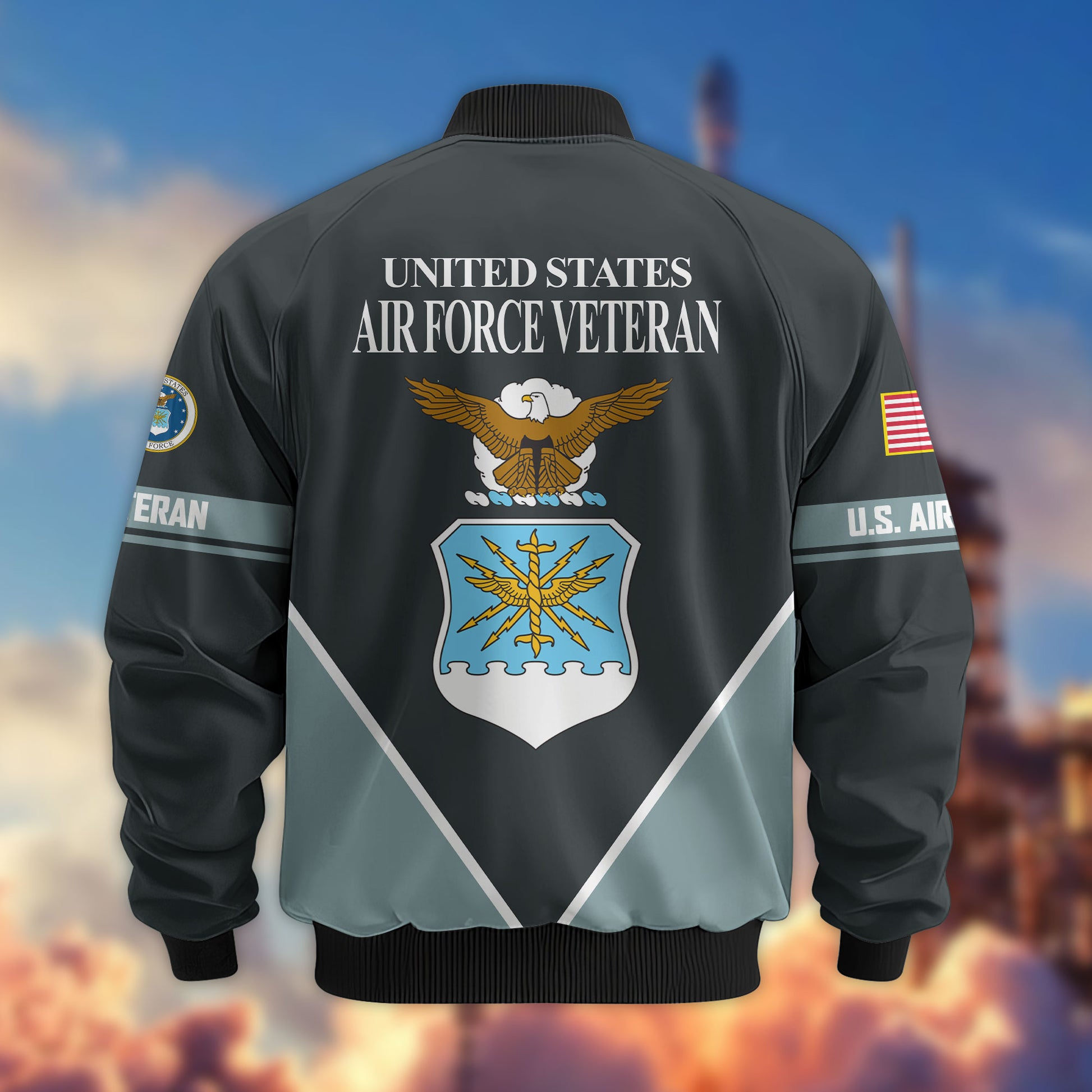 Premium US Veterans Bomber Jacket ATTN090922, Gifts For US Veterans, Gifts On Father's Day, Veterans Day.