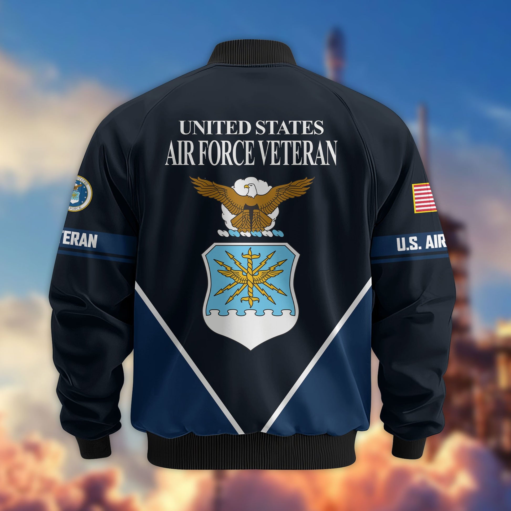Premium US Veterans Bomber Jacket ATTN090922, Gifts For US Veterans, Gifts On Father's Day, Veterans Day.