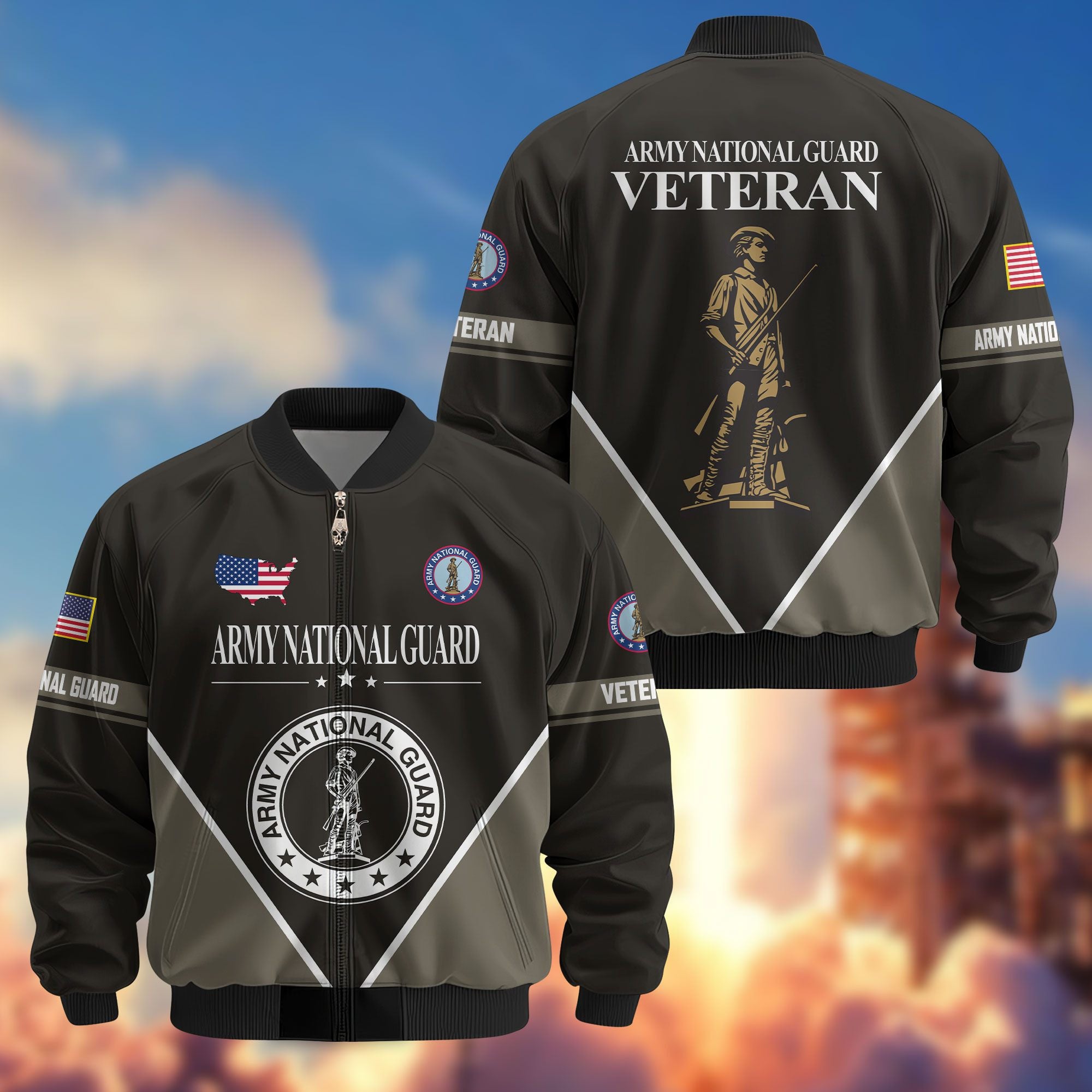 Premium US Veterans Bomber Jacket ATTN090922, Gifts For US Veterans, Gifts On Father's Day, Veterans Day.