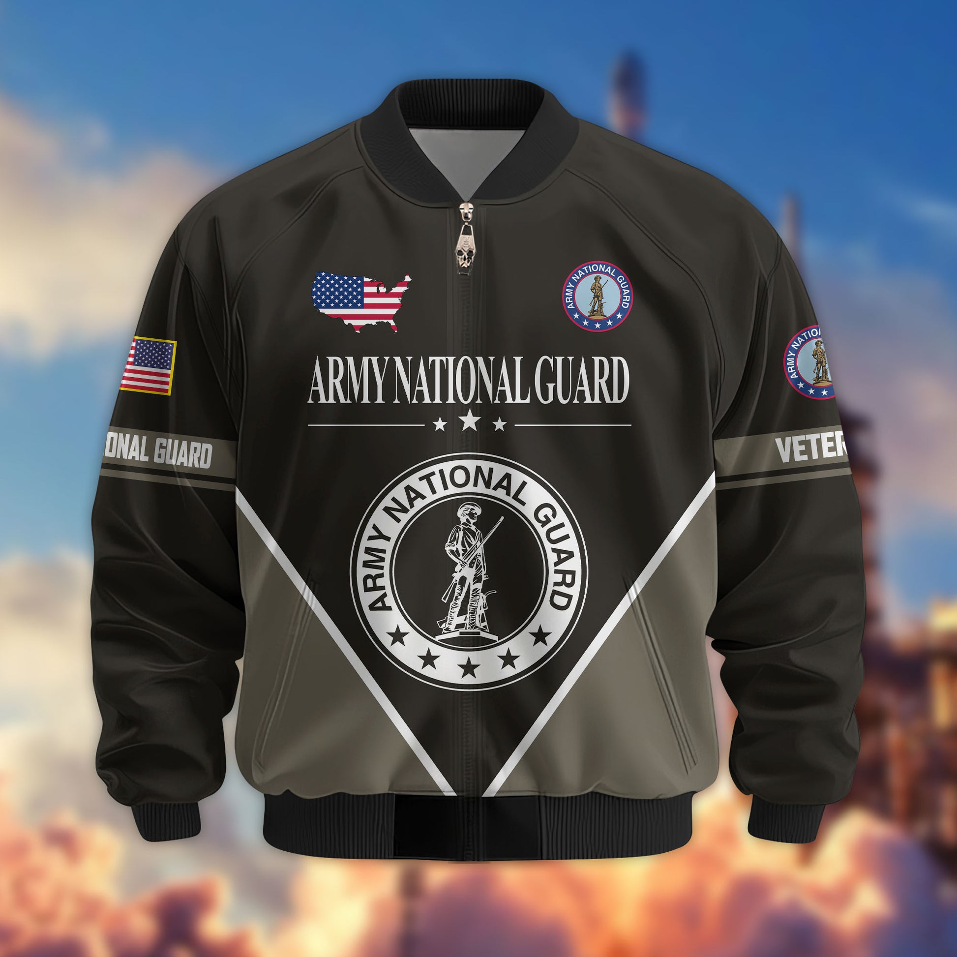 Premium US Veterans Bomber Jacket ATTN090922, Gifts For US Veterans, Gifts On Father's Day, Veterans Day.