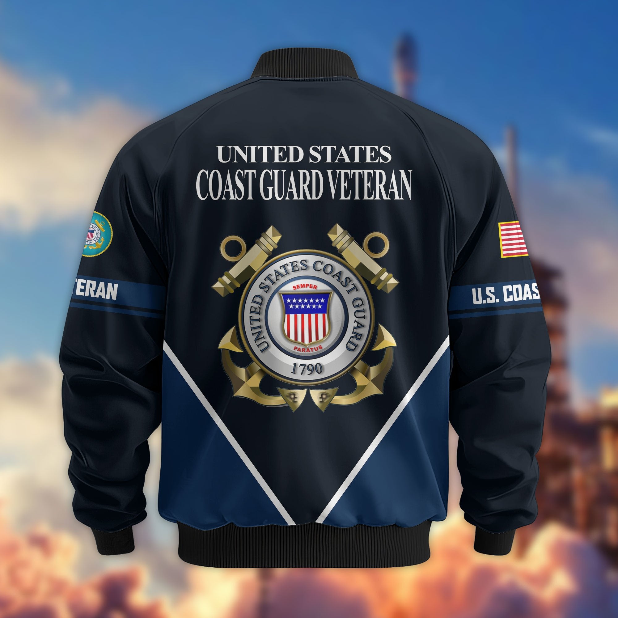 Premium US Veterans Bomber Jacket ATTN090922, Gifts For US Veterans, Gifts On Father's Day, Veterans Day.
