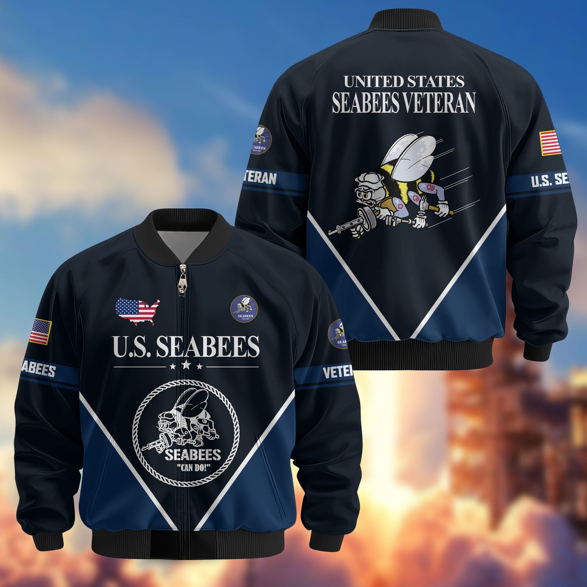 Premium US Veterans Bomber Jacket ATTN090922, Gifts For US Veterans, Gifts On Father's Day, Veterans Day.
