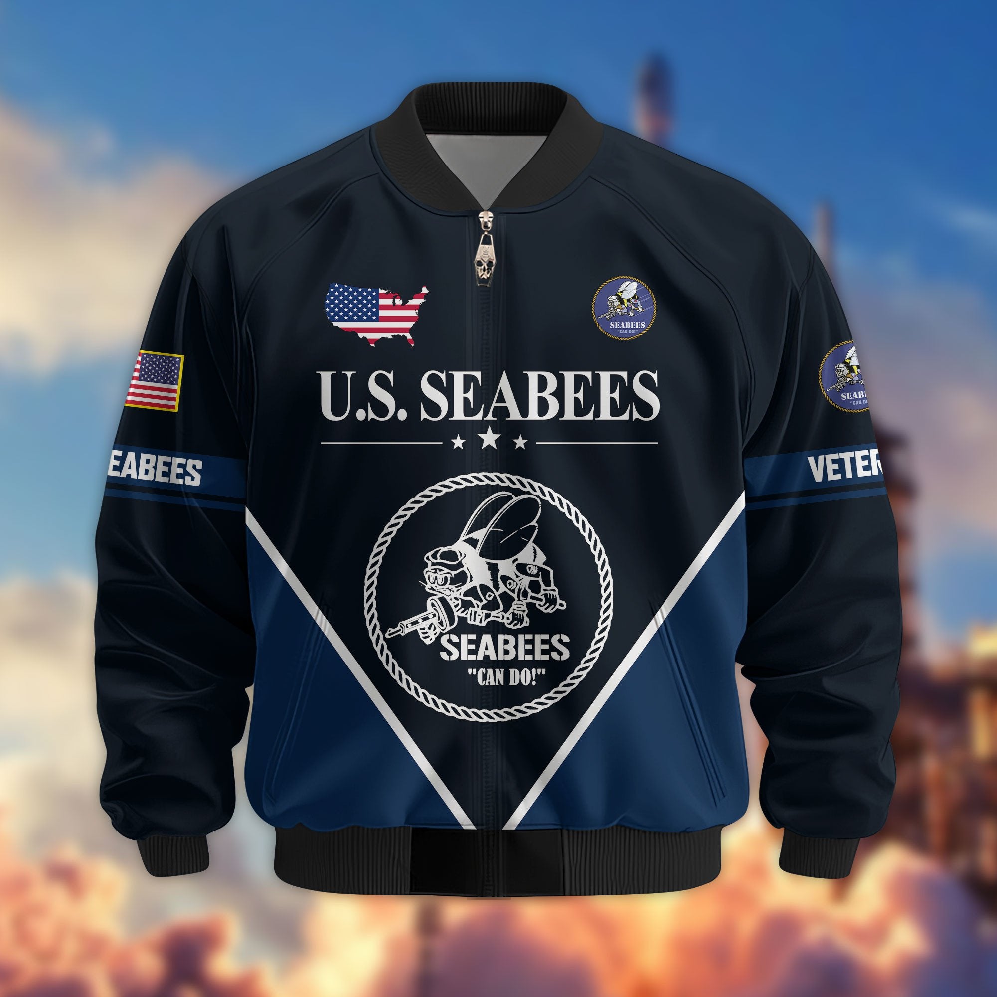 Premium US Veterans Bomber Jacket ATTN090922, Gifts For US Veterans, Gifts On Father's Day, Veterans Day.