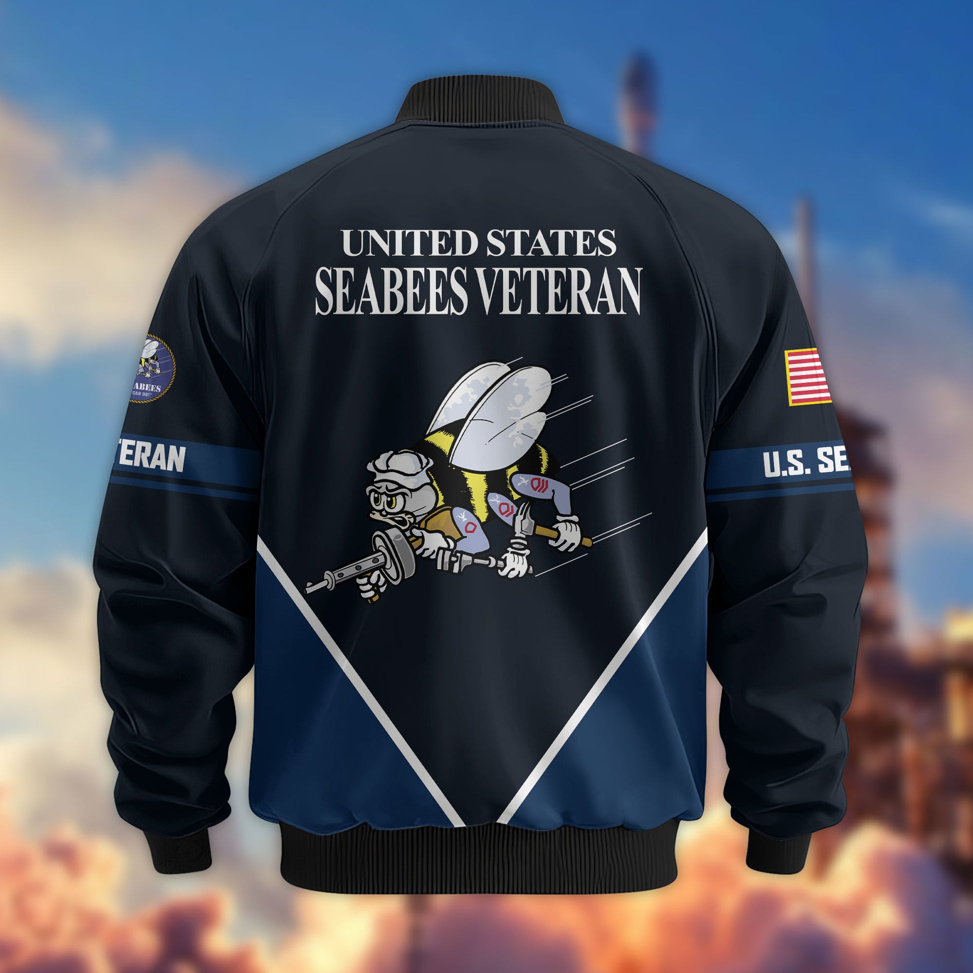 Premium US Veterans Bomber Jacket ATTN090922, Gifts For US Veterans, Gifts On Father's Day, Veterans Day.