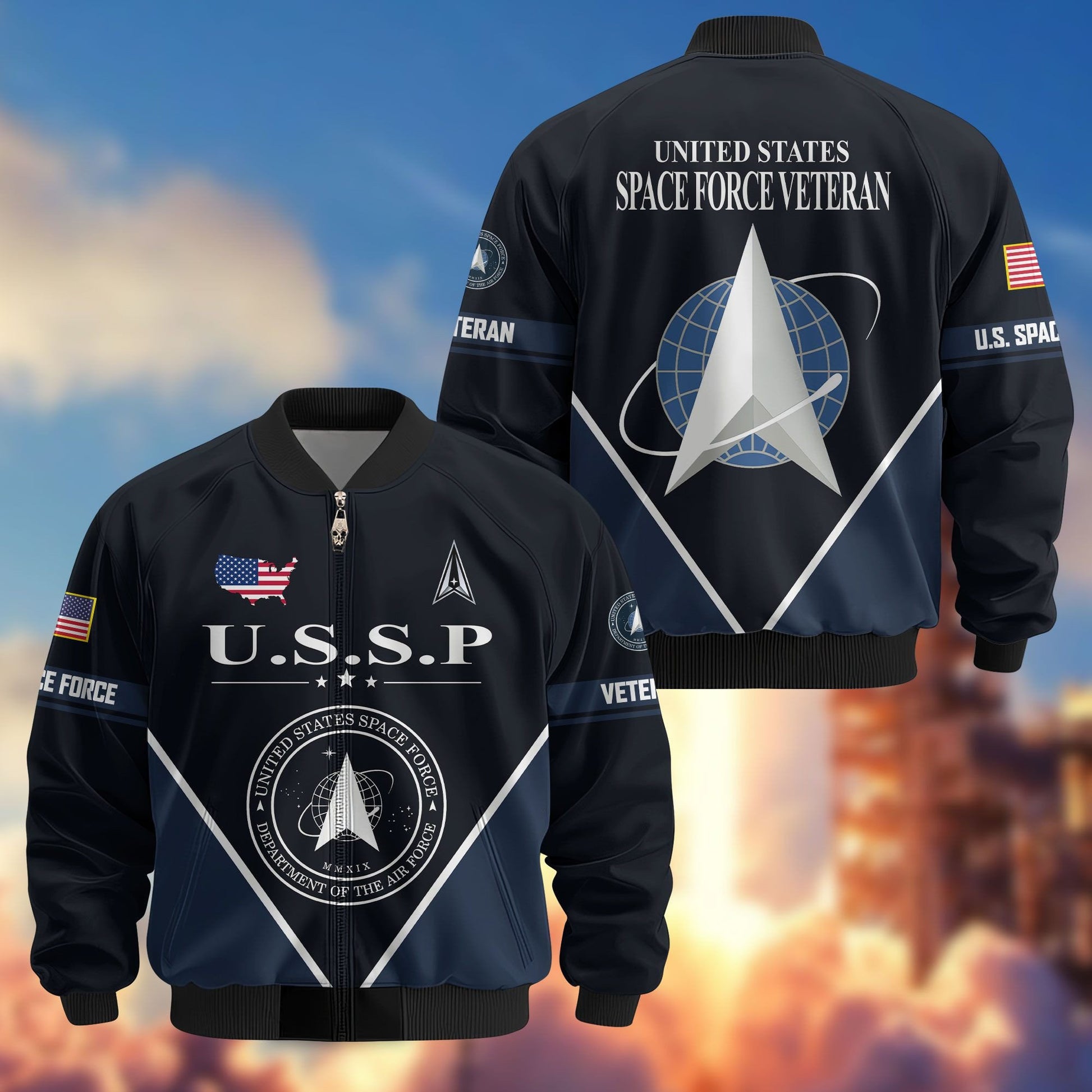Premium US Veterans Bomber Jacket ATTN090922, Gifts For US Veterans, Gifts On Father's Day, Veterans Day.