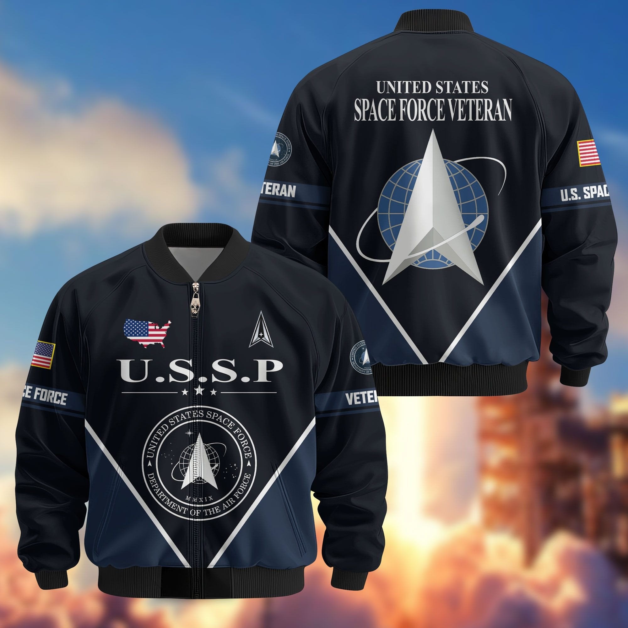 Premium US Veterans Bomber Jacket ATTN090922, Gifts For US Veterans, Gifts On Father's Day, Veterans Day.