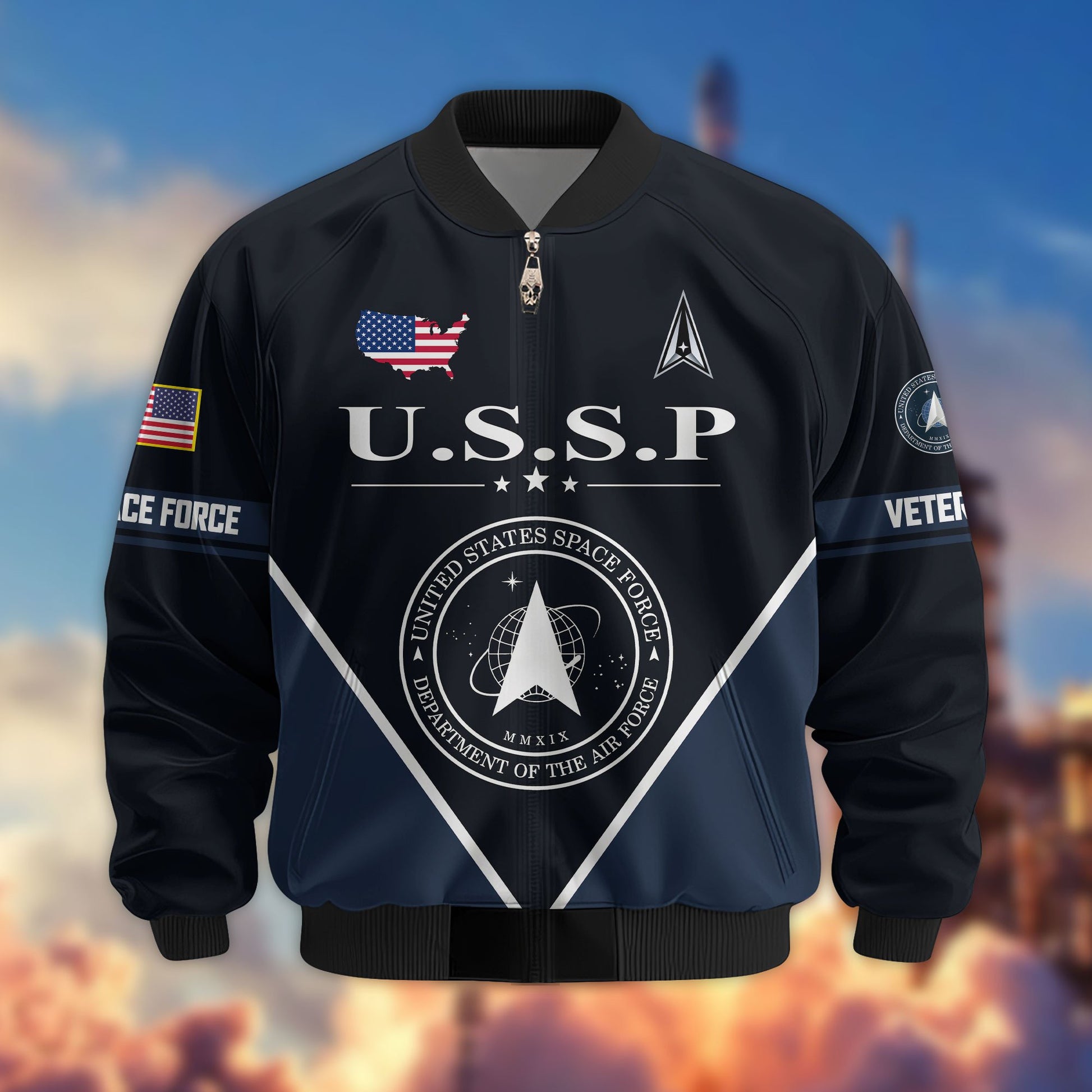 Premium US Veterans Bomber Jacket ATTN090922, Gifts For US Veterans, Gifts On Father's Day, Veterans Day.