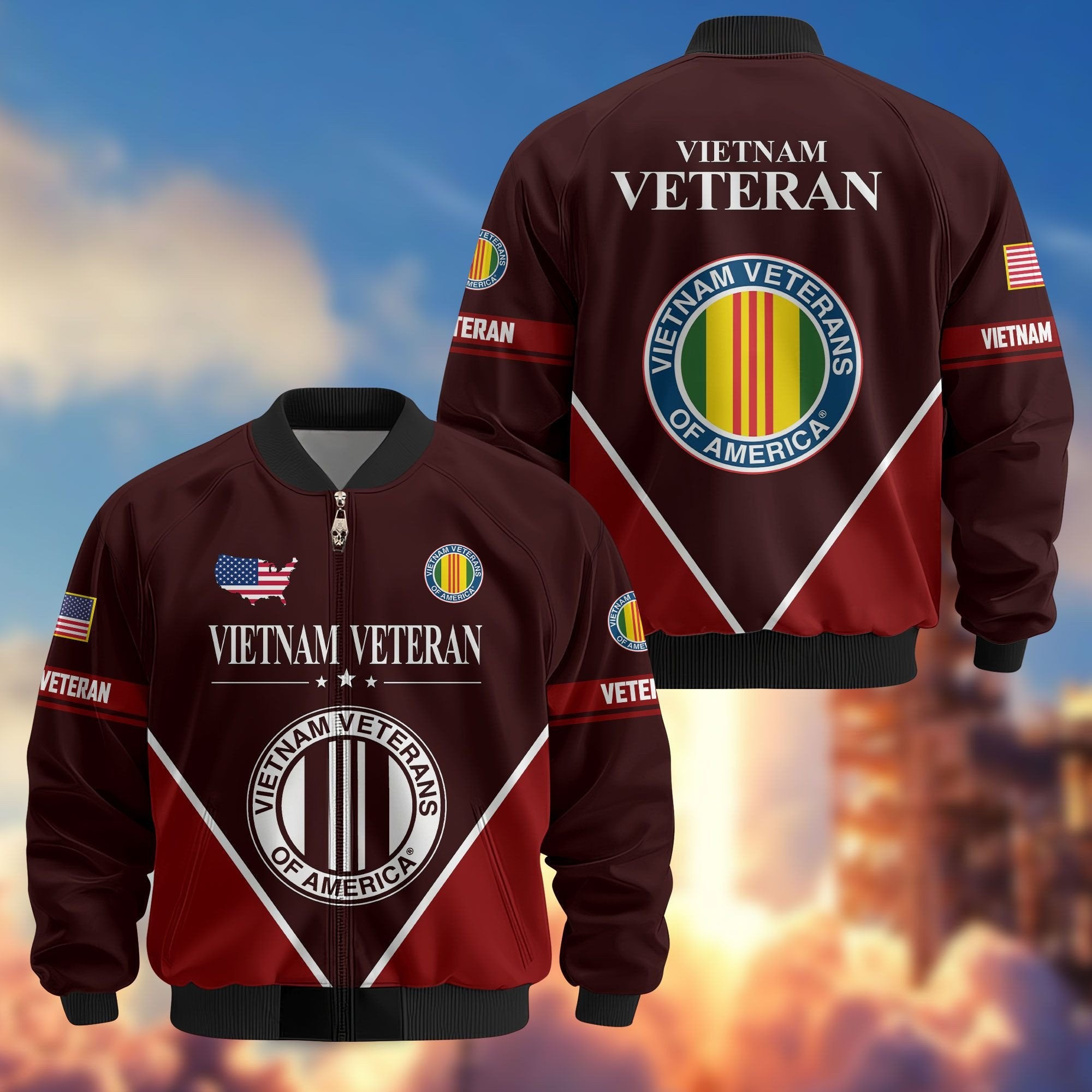 Premium US Veterans Bomber Jacket ATTN090922, Gifts For US Veterans, Gifts On Father's Day, Veterans Day.