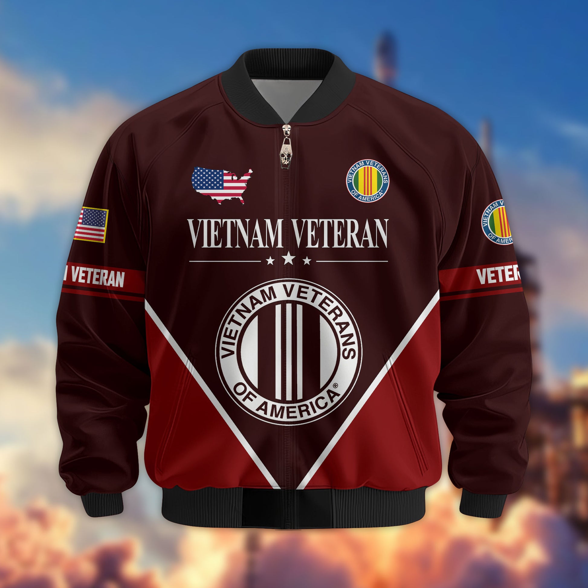 Premium US Veterans Bomber Jacket ATTN090922, Gifts For US Veterans, Gifts On Father's Day, Veterans Day.