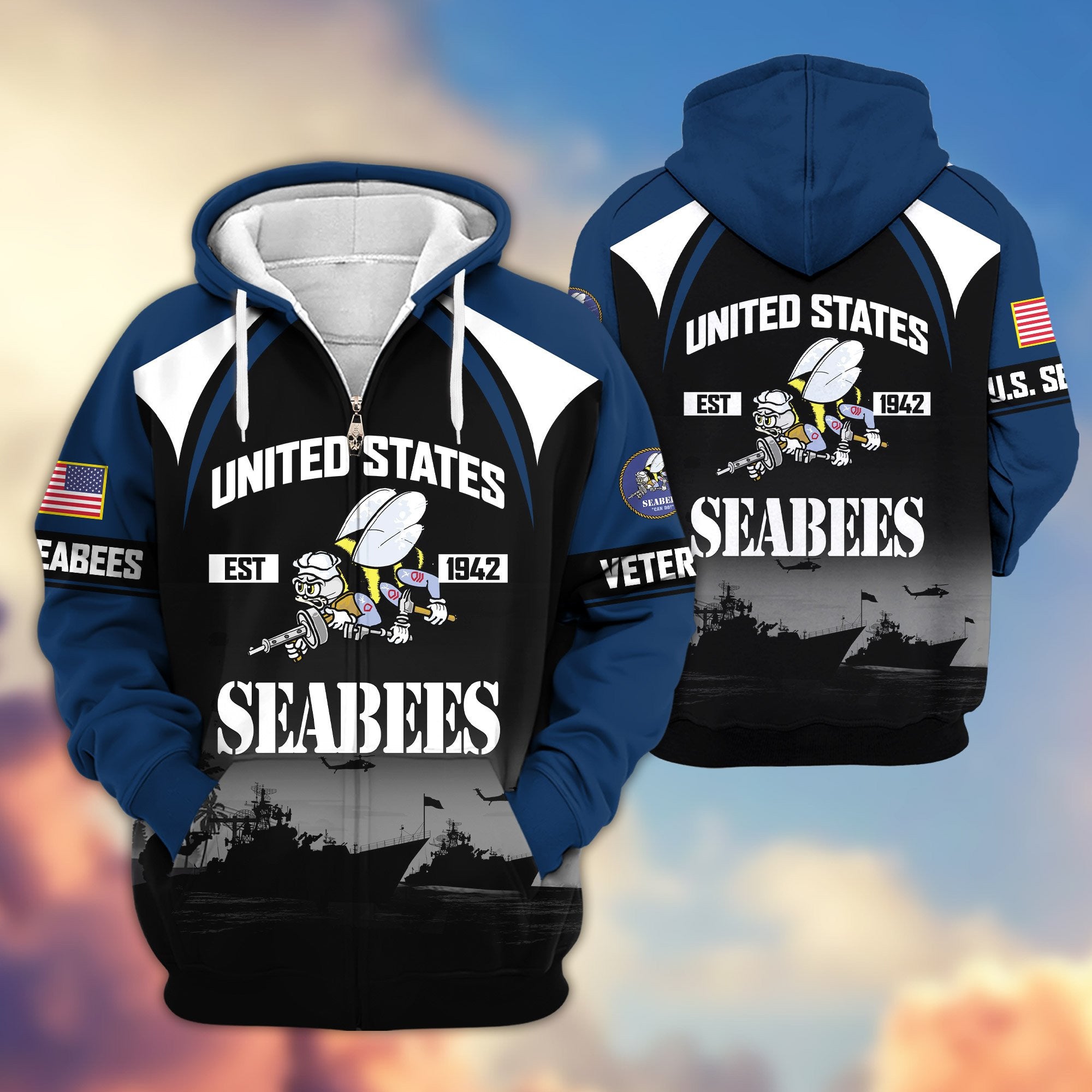 Premium US Veterans Zip Hoodie ATTN270822, Gifts For US Veterans, Gifts On Father's Day, Veterans Day.