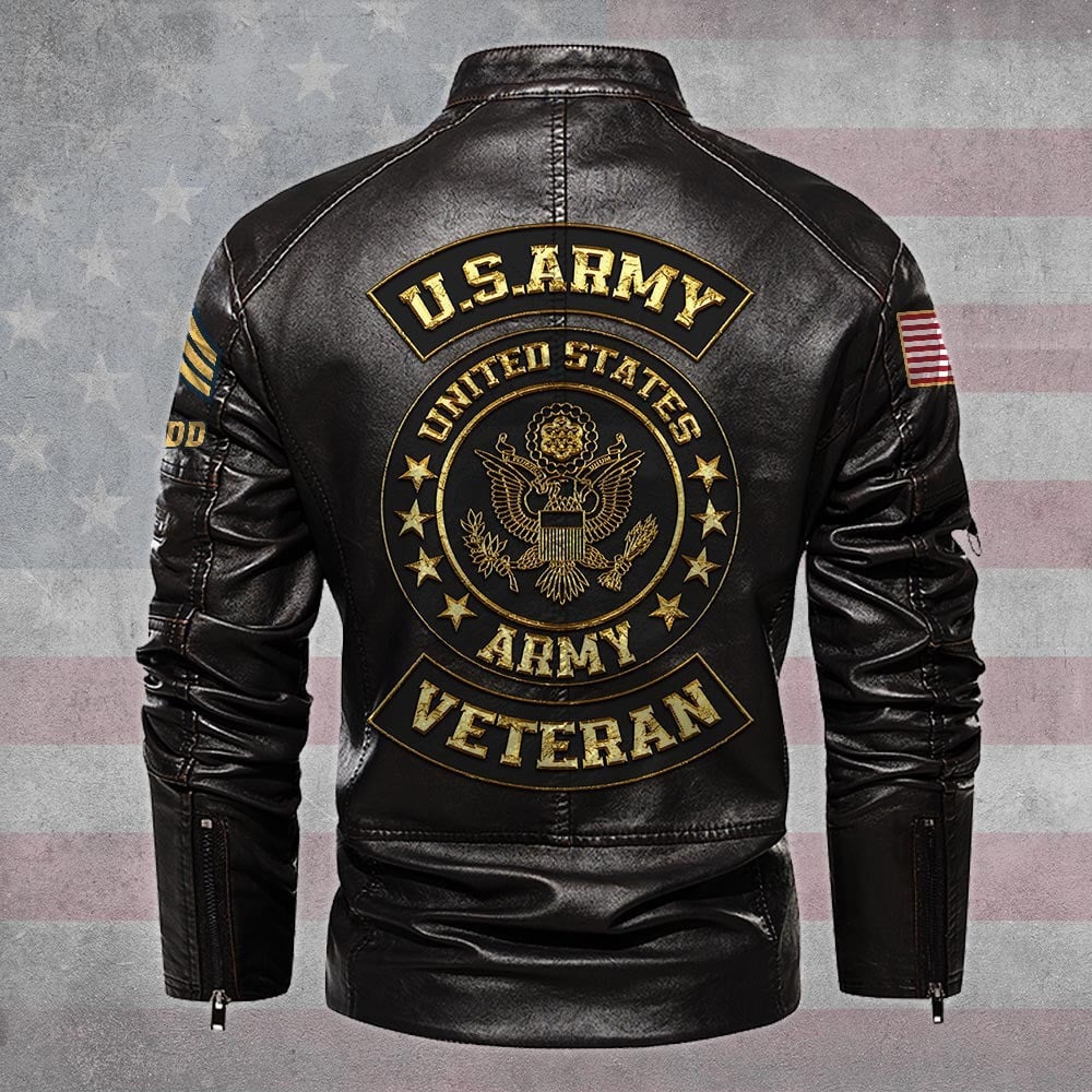 Premium Personalized US Army Veteran Leather Jacket VPVC702293, Gifts For Army Veteran, Gifts On Father's Day, Veterans Day.