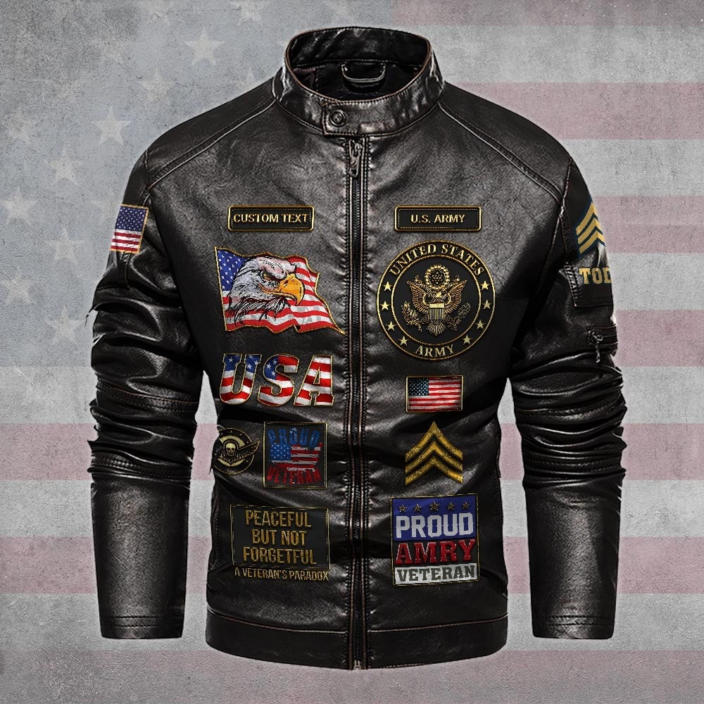 Premium Personalized US Army Veteran Leather Jacket VPVC702293, Gifts For Army Veteran, Gifts On Father's Day, Veterans Day.
