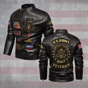 Premium Personalized US Army Veteran Leather Jacket VPVC702293, Gifts For Army Veteran, Gifts On Father's Day, Veterans Day.