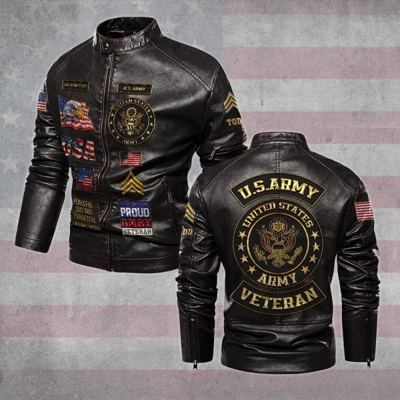 Premium Personalized US Army Veteran Leather Jacket VPVC702293, Gifts For Army Veteran, Gifts On Father's Day, Veterans Day.